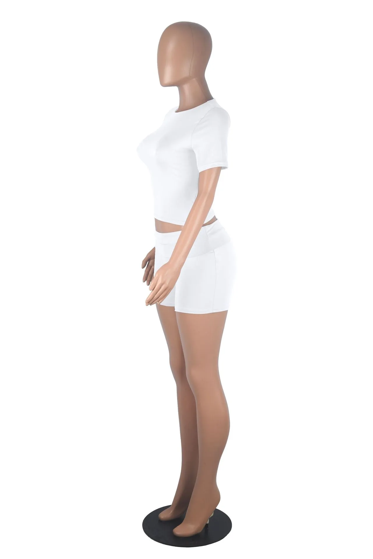 Xiaoyuan  Women's Clothing   Fashion Short-sleeved Crewneck Pullover Comfortable Slim-fit Slimming Shorts Suit display picture 27