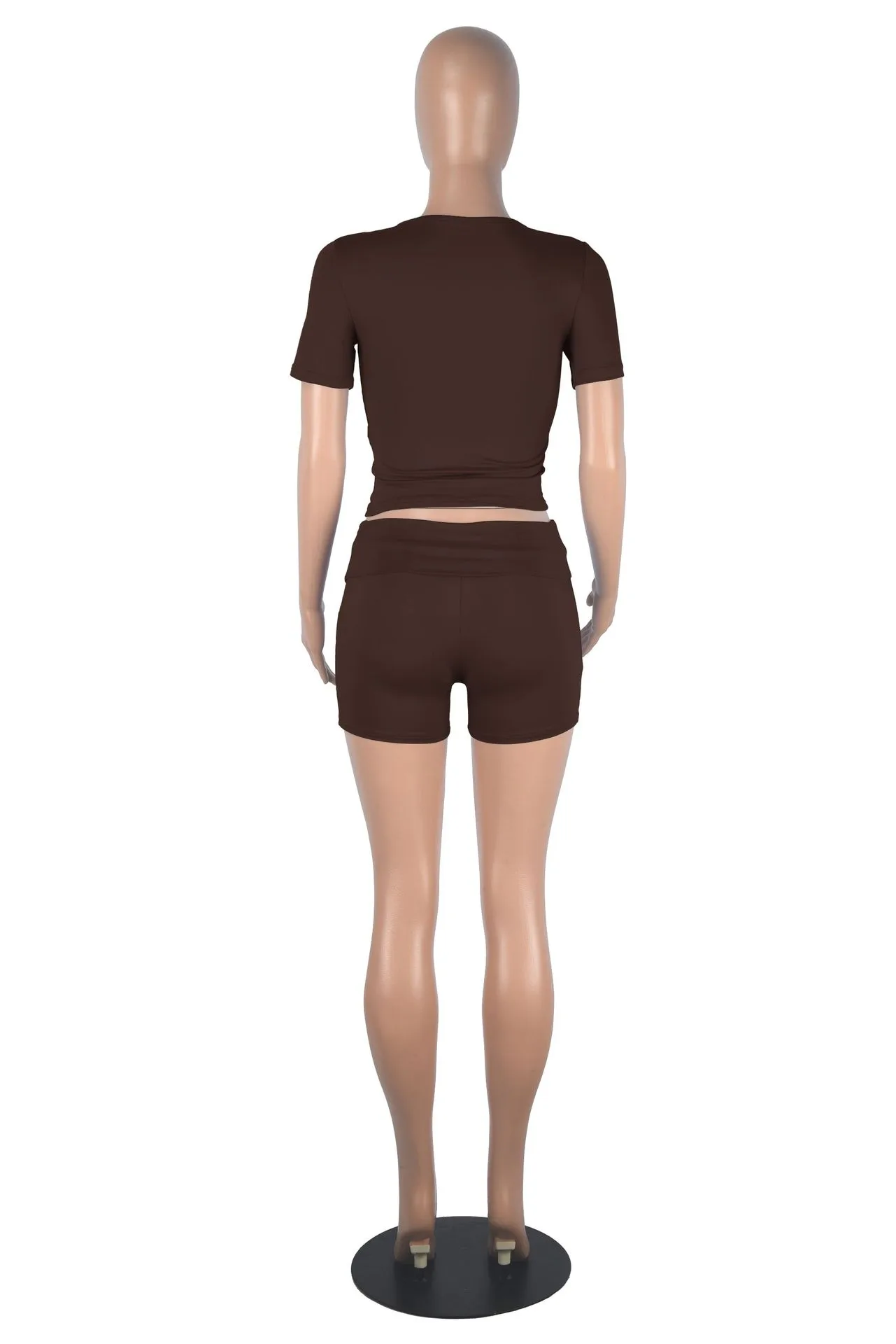Xiaoyuan  Women's Clothing   Fashion Short-sleeved Crewneck Pullover Comfortable Slim-fit Slimming Shorts Suit display picture 37