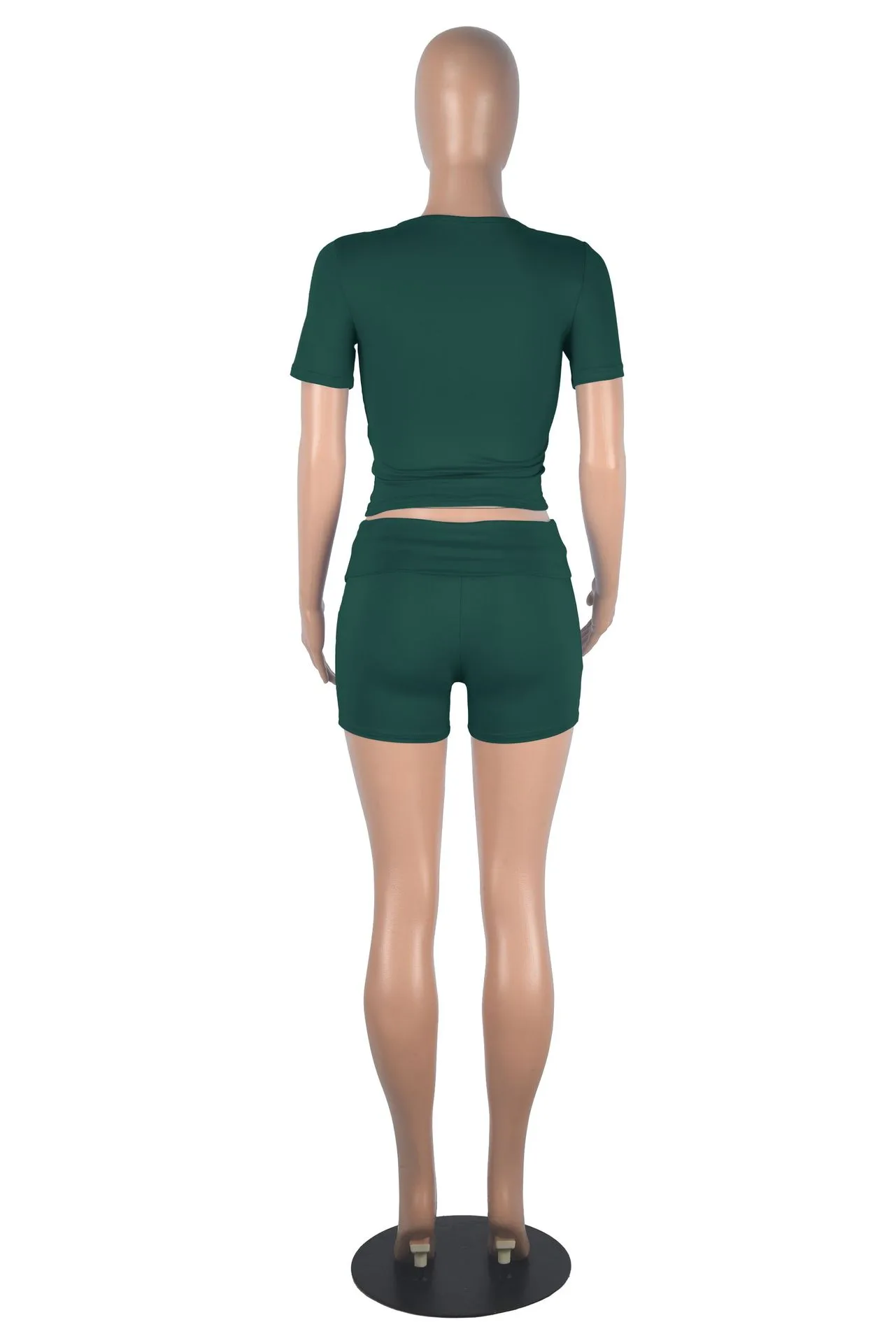 Xiaoyuan  Women's Clothing   Fashion Short-sleeved Crewneck Pullover Comfortable Slim-fit Slimming Shorts Suit display picture 40