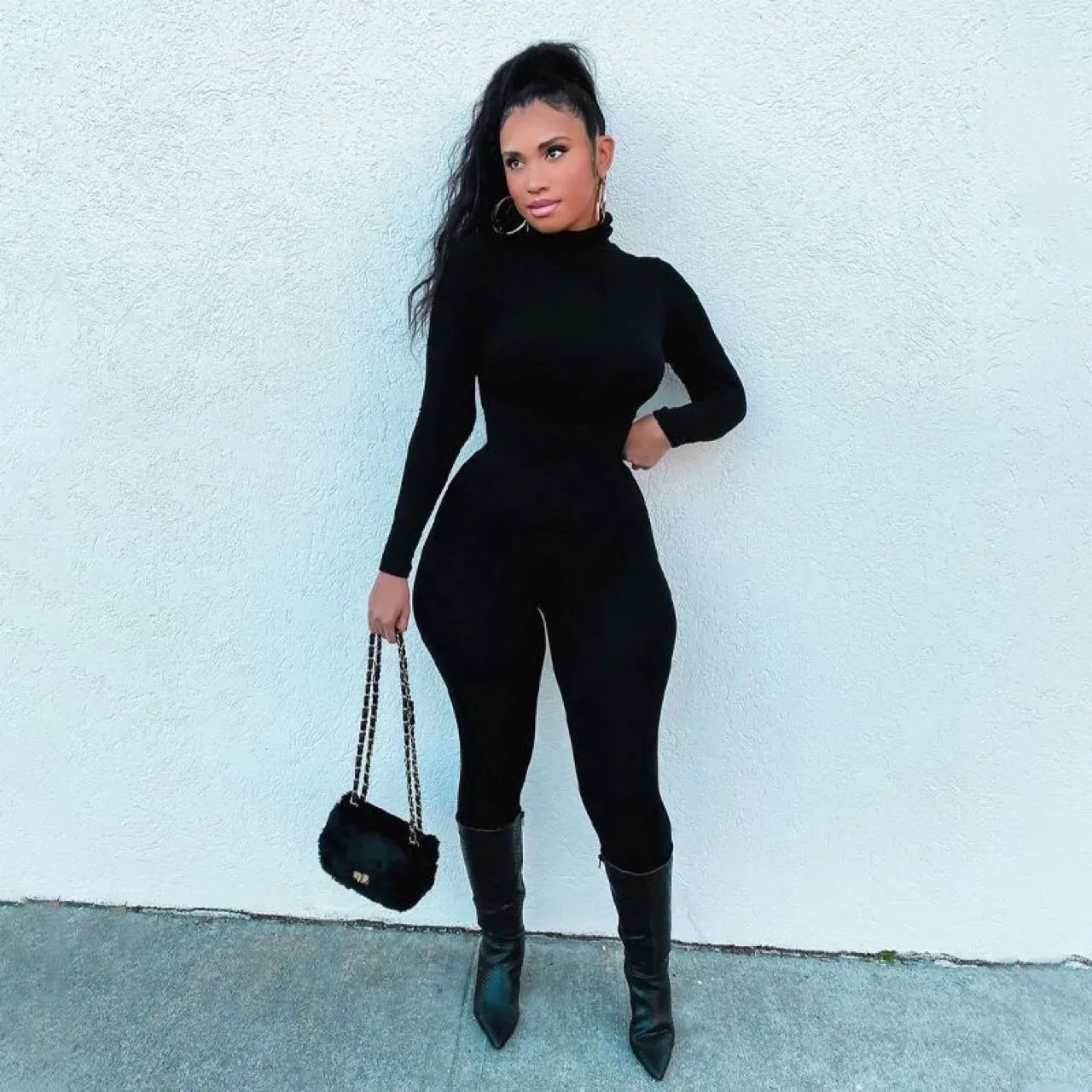 Autumn And Winter New Pure Color Tight-Fitting Long-Sleeved Velvet Jumpsuit Export Women's Yoga Jumpsuit display picture 4