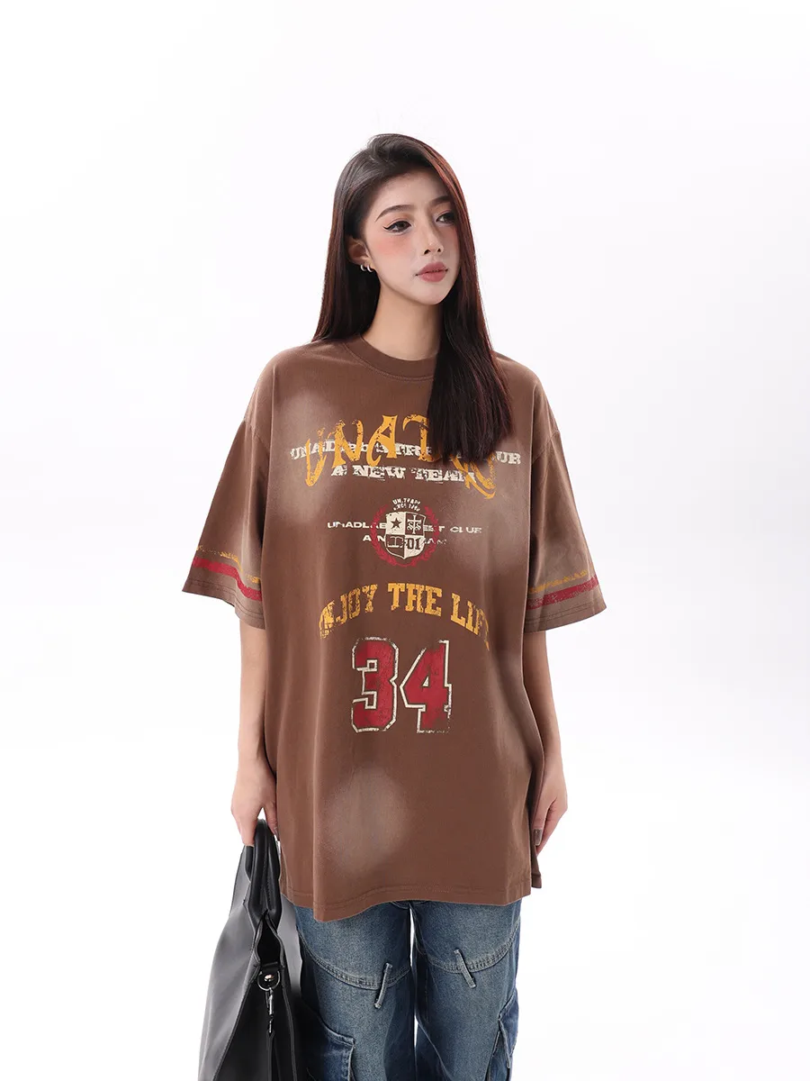 Jiayi Library Men's  Summer New Arrival Campus Style American Jersey Short-Sleeved Sweatshirt Heavy Washed T-Shirt For Men display picture 3