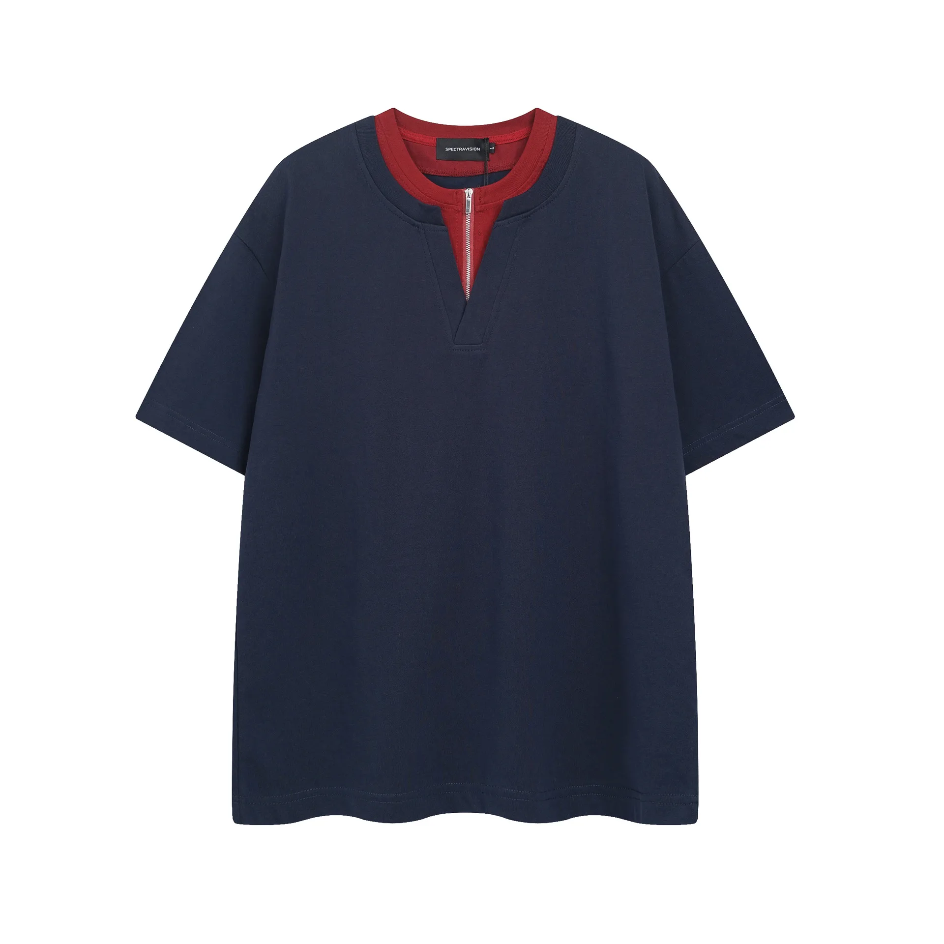 Jiayiku Men's  Summer New American Retro Trendy Brand Tee Fake Two Heavy Cotton T-shirt Short Sleeve Men display picture 5