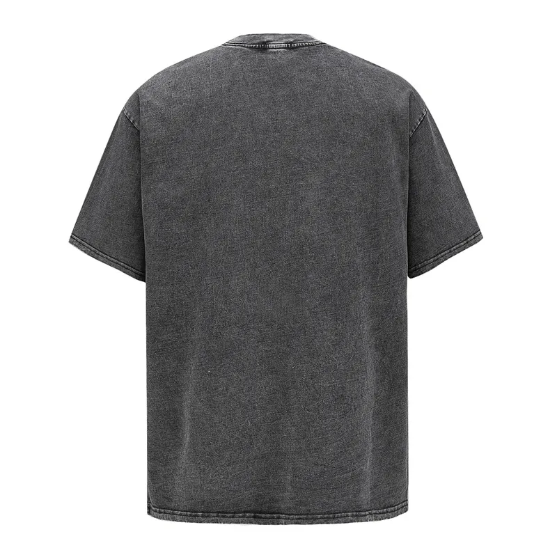 Jiayiku Men's  Summer American Retro Fashion Brand Skull Skeleton Diablo Printed Washed Short-sleeved T-shirt display picture 3