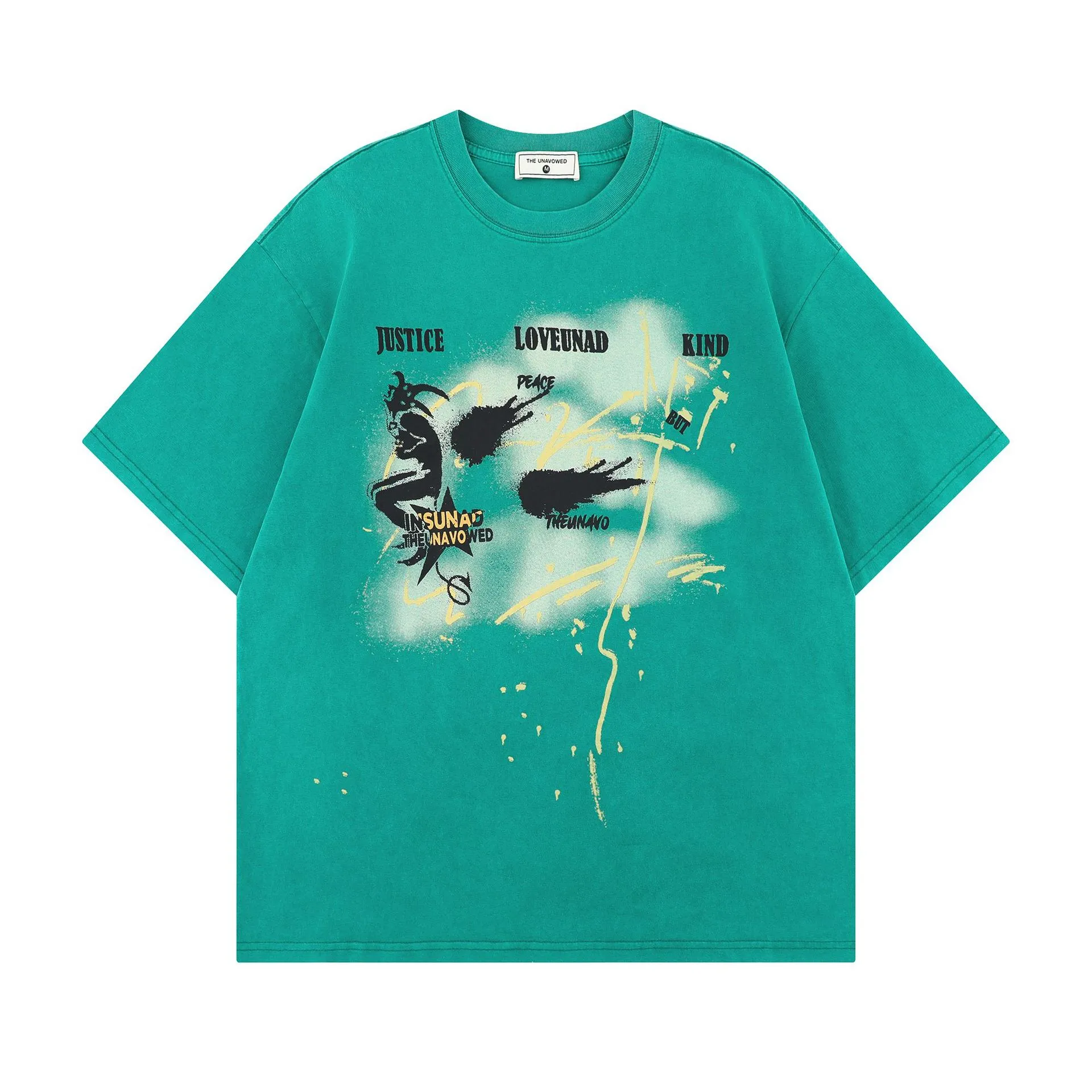 Jiayiku Men's  Summer American Street Hip Hop Fashion Brand Washed Tee Diablo Printed T-shirt Short-sleeved Men display picture 5