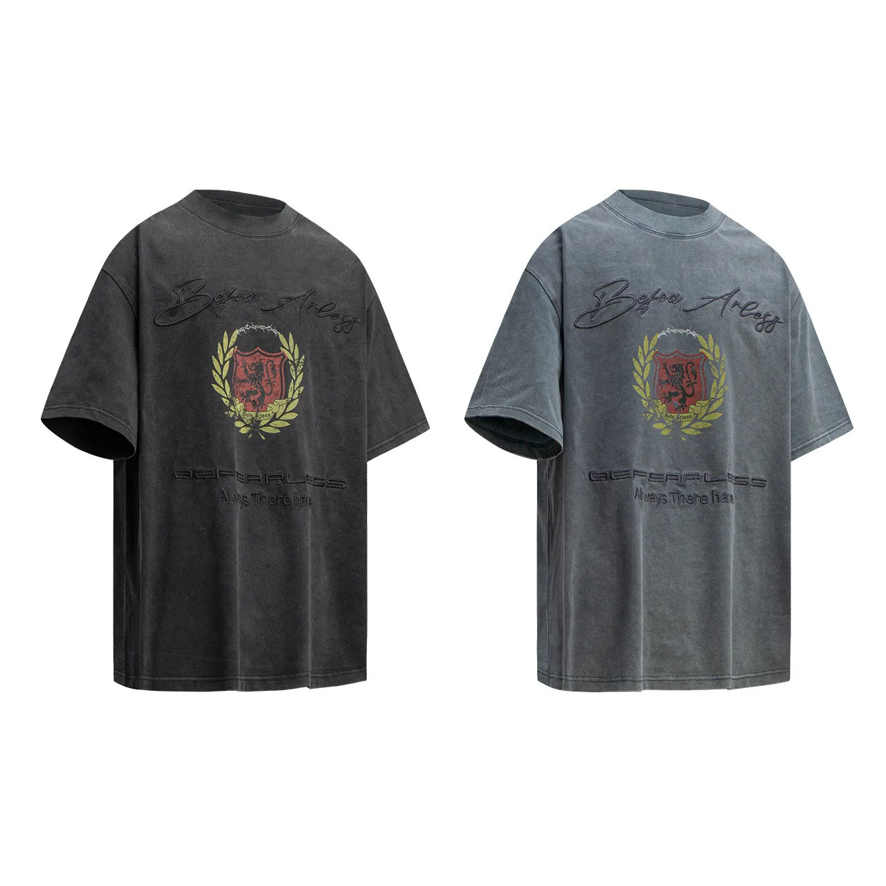 Jiayiku Men's  Summer New American Retro Trendy Brand Tee Heavy Washed Embroidered T-shirt Short Sleeve Loose display picture 11