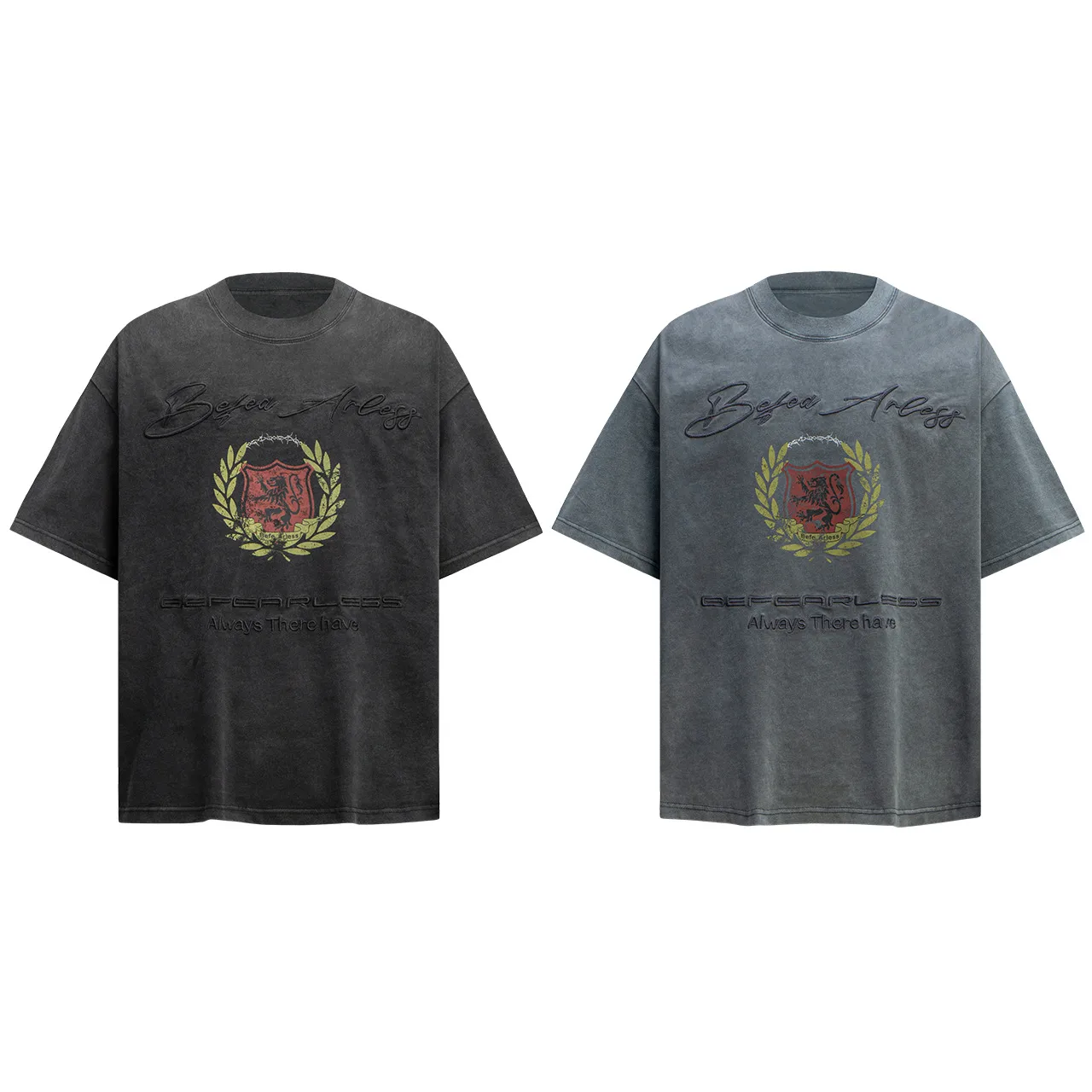 Jiayiku Men's  Summer New American Retro Trendy Brand Tee Heavy Washed Embroidered T-shirt Short Sleeve Loose display picture 2