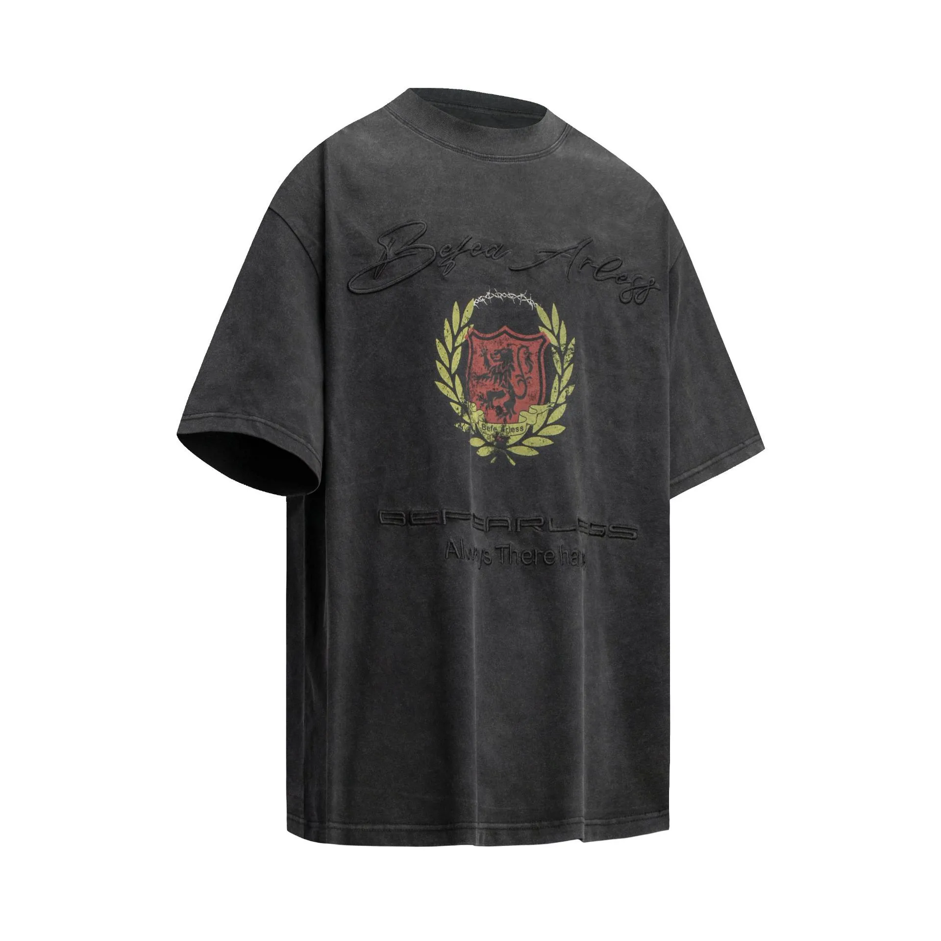 Jiayiku Men's  Summer New American Retro Trendy Brand Tee Heavy Washed Embroidered T-shirt Short Sleeve Loose display picture 8