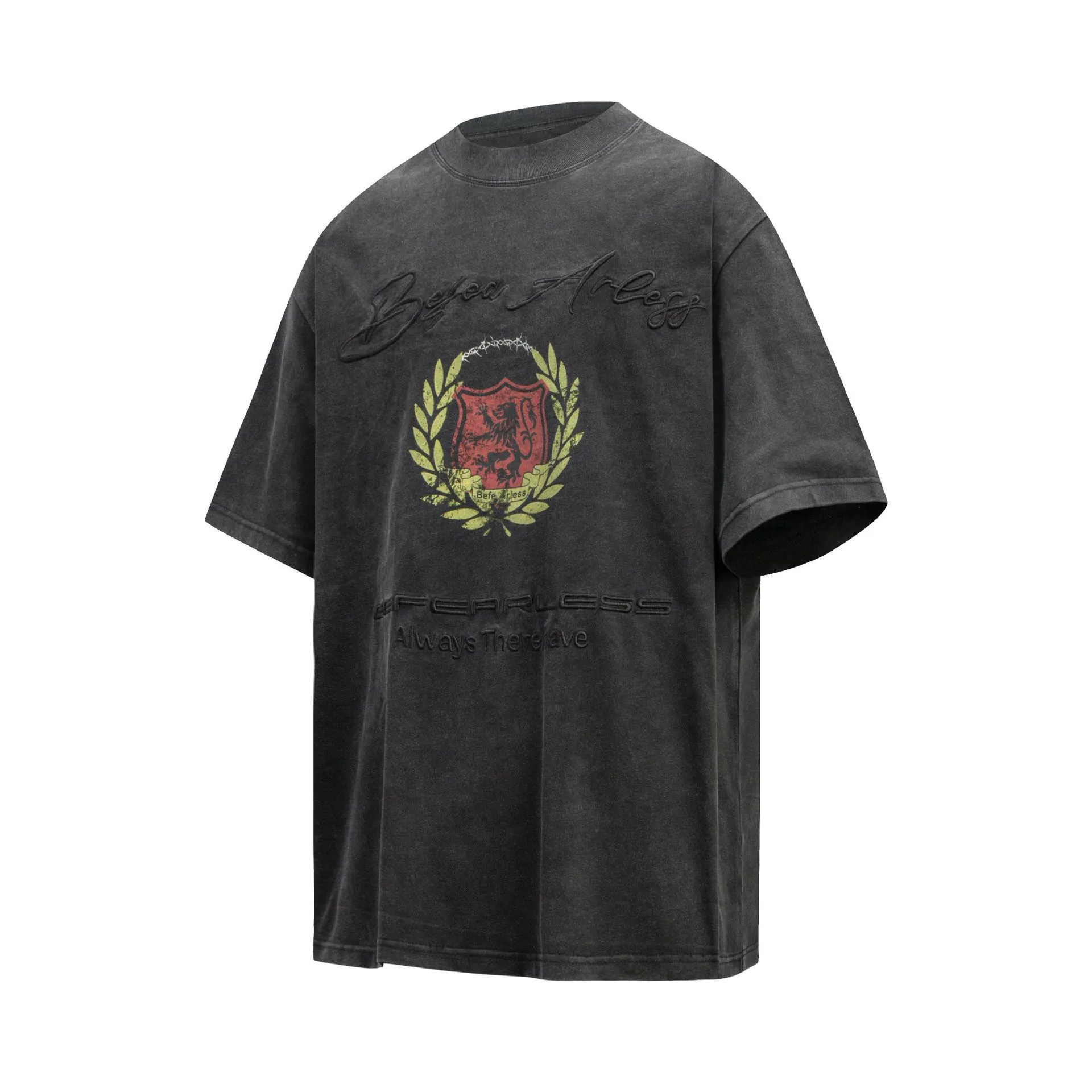 Jiayiku Men's  Summer New American Retro Trendy Brand Tee Heavy Washed Embroidered T-shirt Short Sleeve Loose display picture 9
