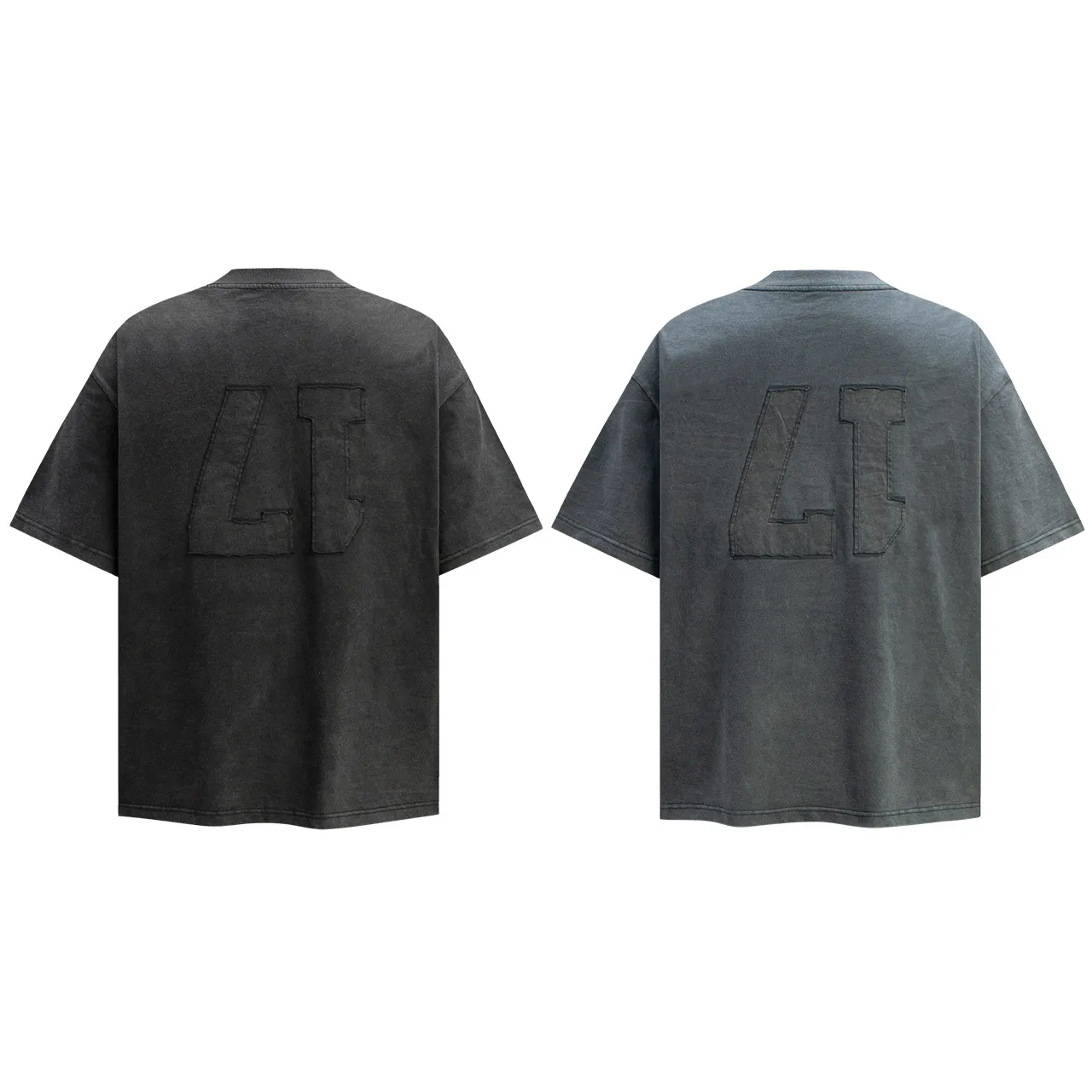 Jiayiku Men's  Summer New American Retro Trendy Brand Tee Heavy Washed Embroidered T-shirt Short Sleeve Loose display picture 14