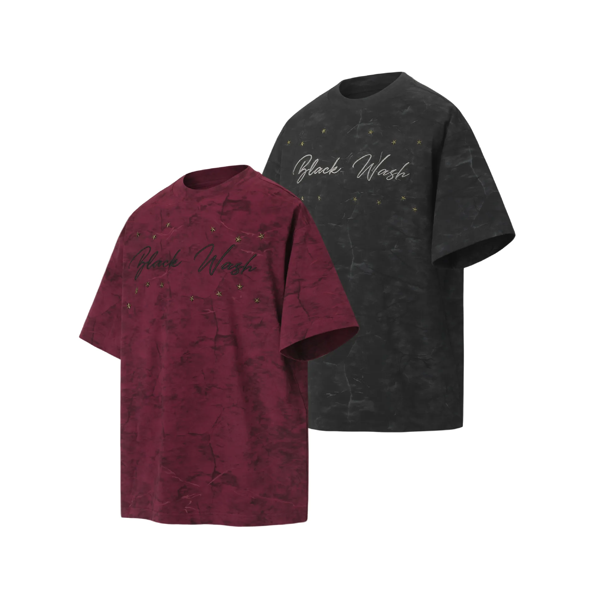 Jiayiku Men's  Summer New American Retro Fashion Brand Washed Old Star Rivet Short-sleeved T-shirt For Men display picture 11