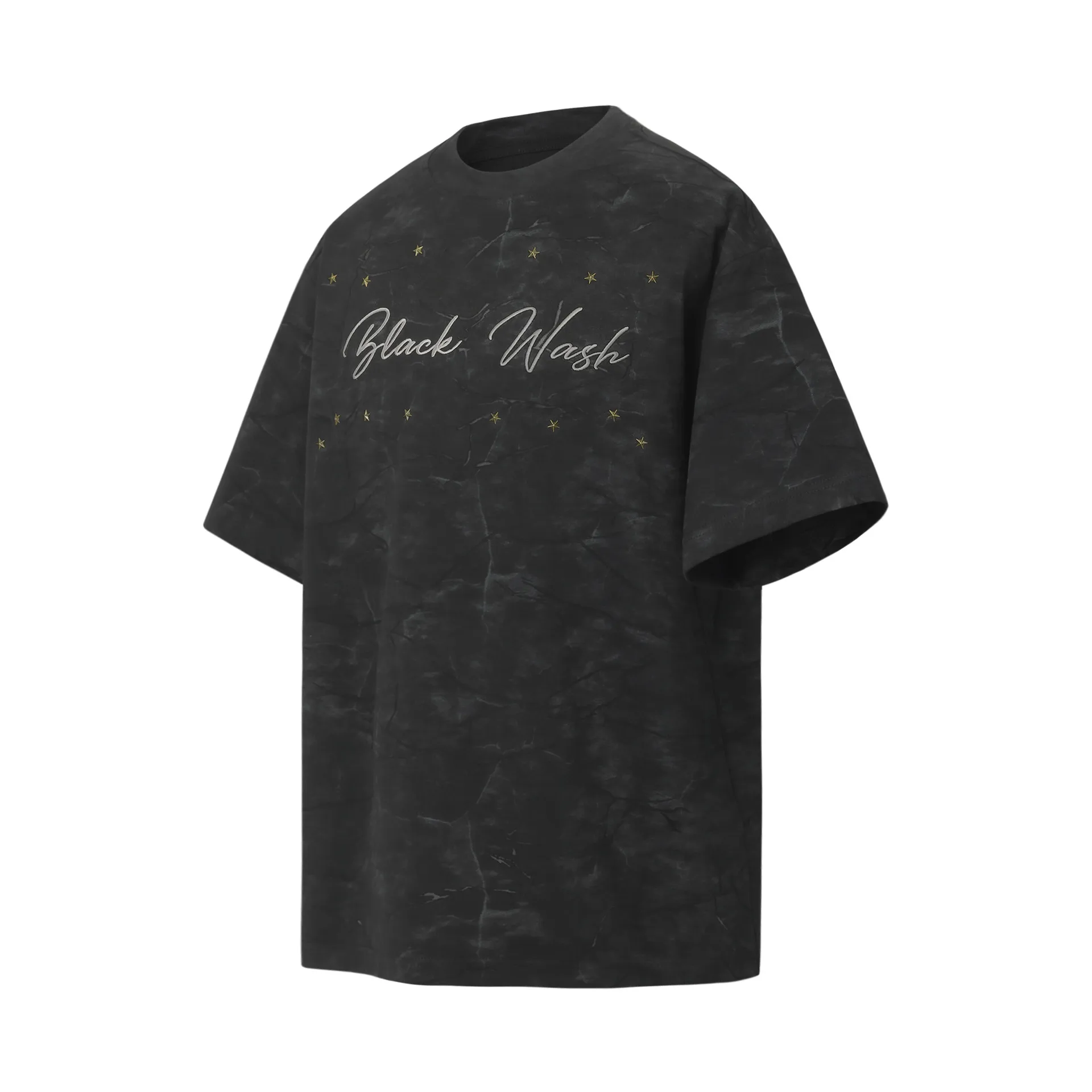 Jiayiku Men's  Summer New American Retro Fashion Brand Washed Old Star Rivet Short-sleeved T-shirt For Men display picture 4