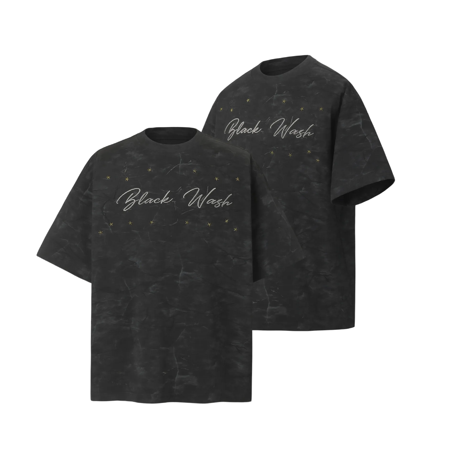 Jiayiku Men's  Summer New American Retro Fashion Brand Washed Old Star Rivet Short-sleeved T-shirt For Men display picture 6