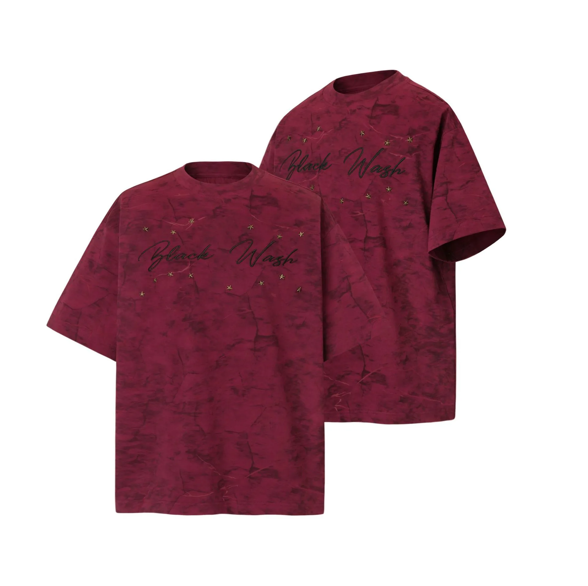 Jiayiku Men's  Summer New American Retro Fashion Brand Washed Old Star Rivet Short-sleeved T-shirt For Men display picture 10