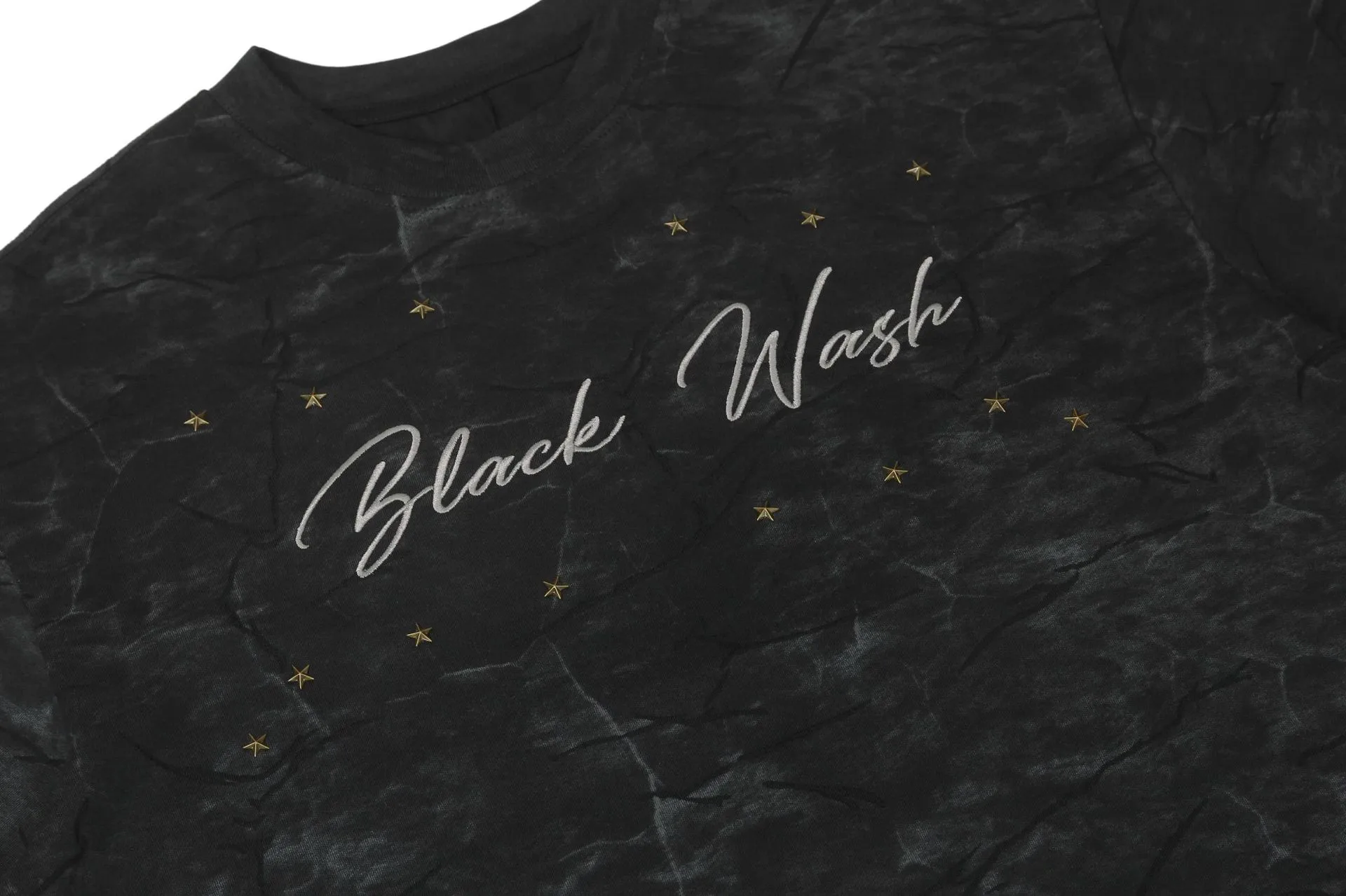 Jiayiku Men's  Summer New American Retro Fashion Brand Washed Old Star Rivet Short-sleeved T-shirt For Men display picture 13