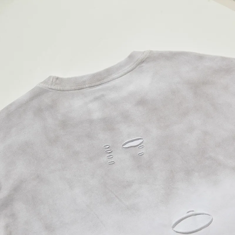 Jiayiku Men's  Summer American Street Fashion Brand Necklace Tee Washed Hanging Dye Cut Erosive Short-sleeved T-shirt display picture 41