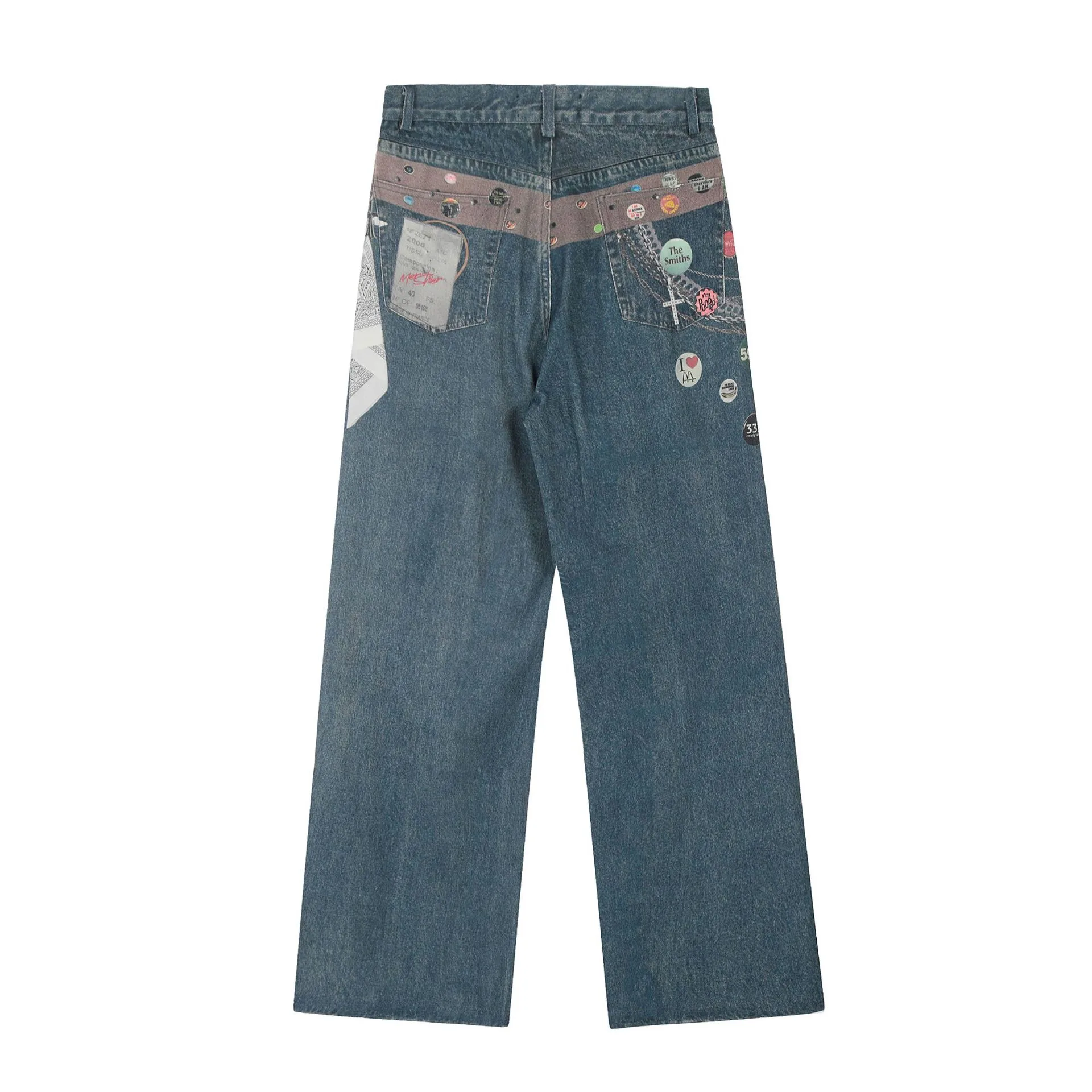 Jiayiku Fashion Brand  Spring American Retro 3D Printed Washed Jeans Straight Cleanfit Trousers display picture 4