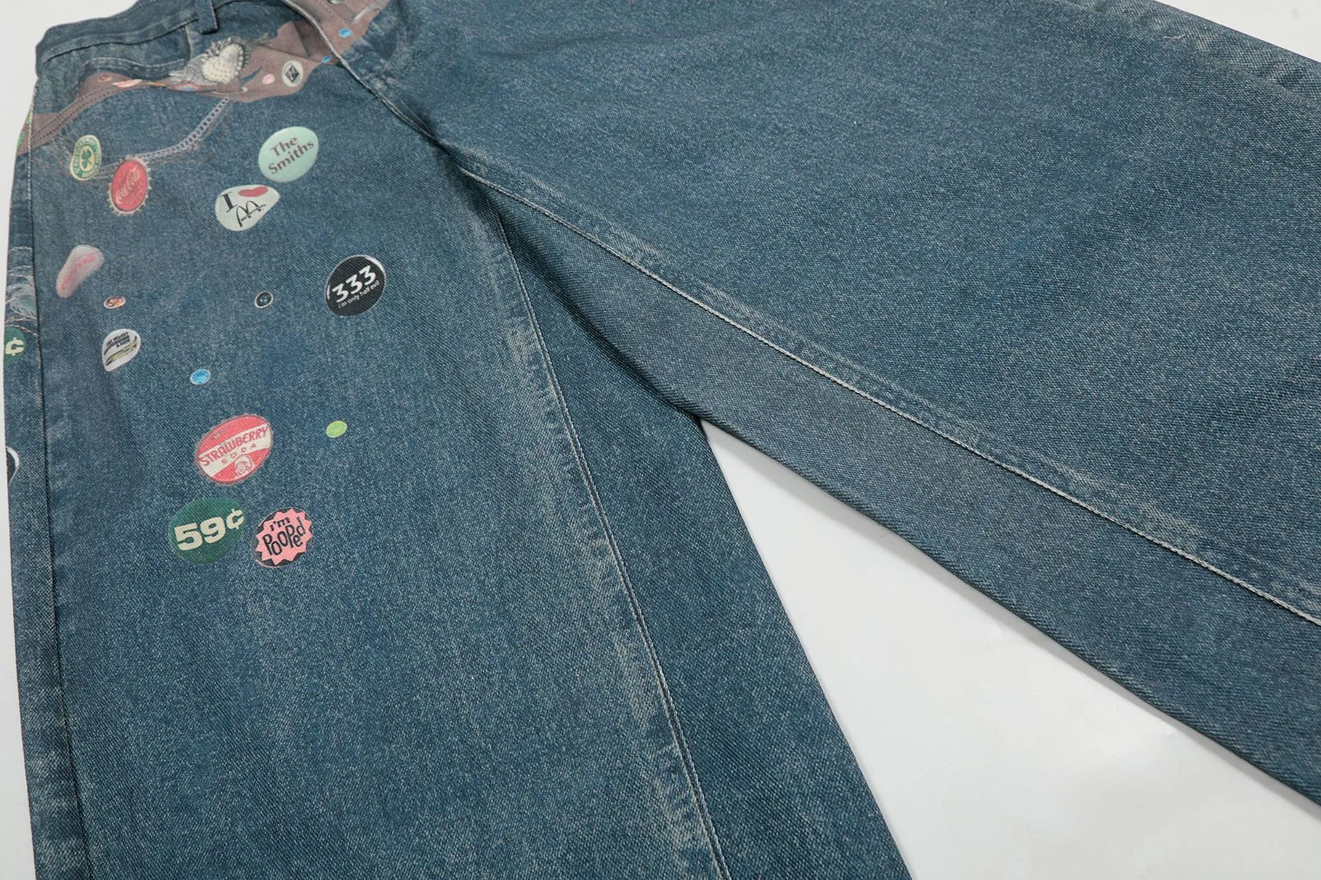 Jiayiku Fashion Brand  Spring American Retro 3D Printed Washed Jeans Straight Cleanfit Trousers display picture 6