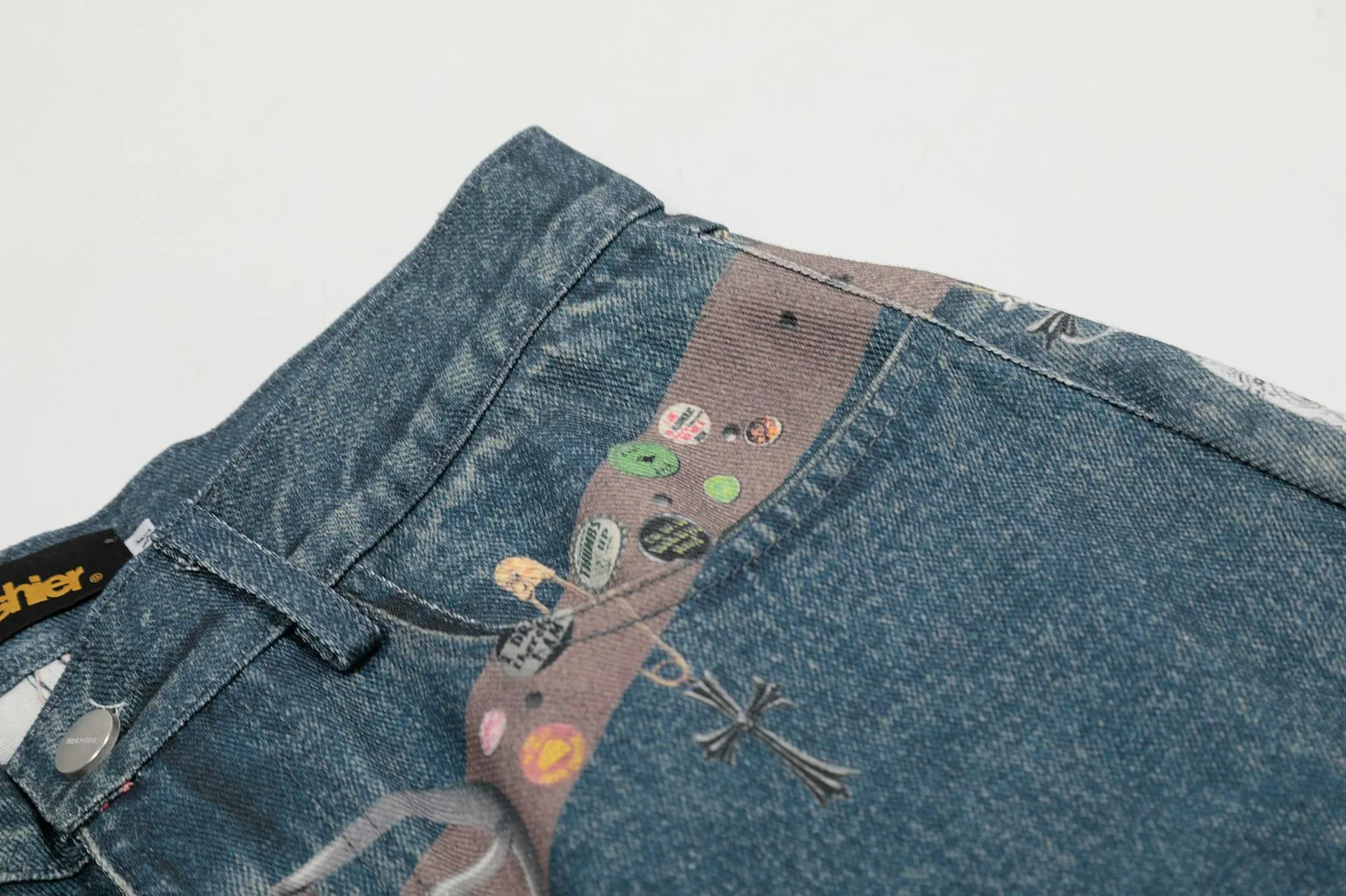 Jiayiku Fashion Brand  Spring American Retro 3D Printed Washed Jeans Straight Cleanfit Trousers display picture 8