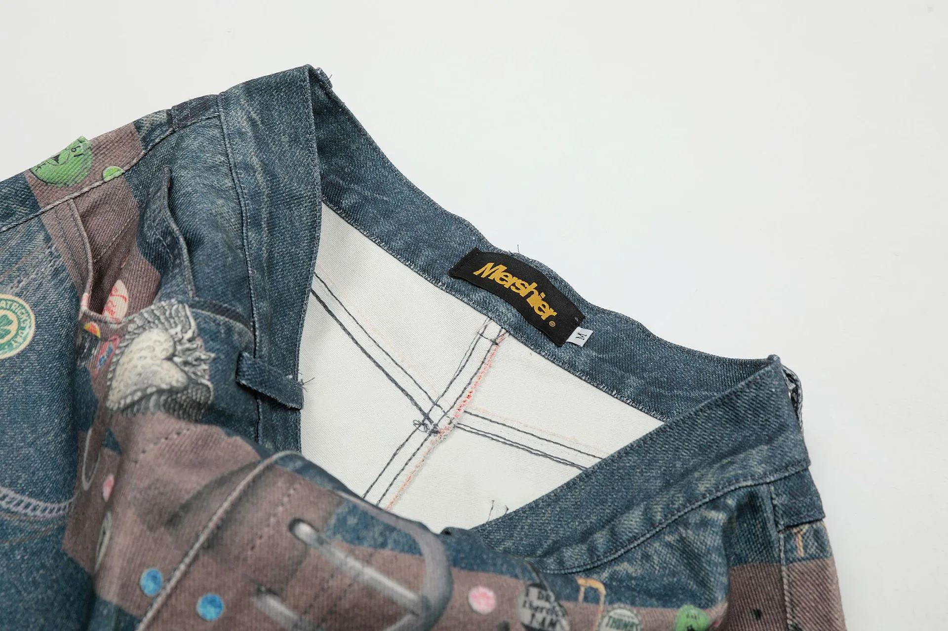 Jiayiku Fashion Brand  Spring American Retro 3D Printed Washed Jeans Straight Cleanfit Trousers display picture 9