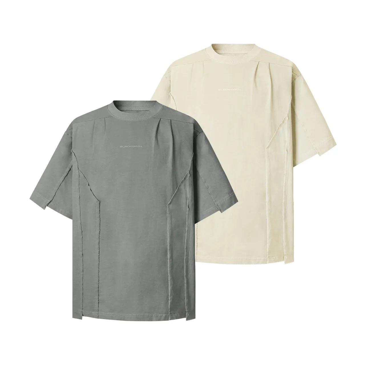 Jiayiku Men's  Summer Waste Soil Style American Retro Fashion Brand Washed Tee Functional Style Pleated Short-sleeved T-shirt display picture 2