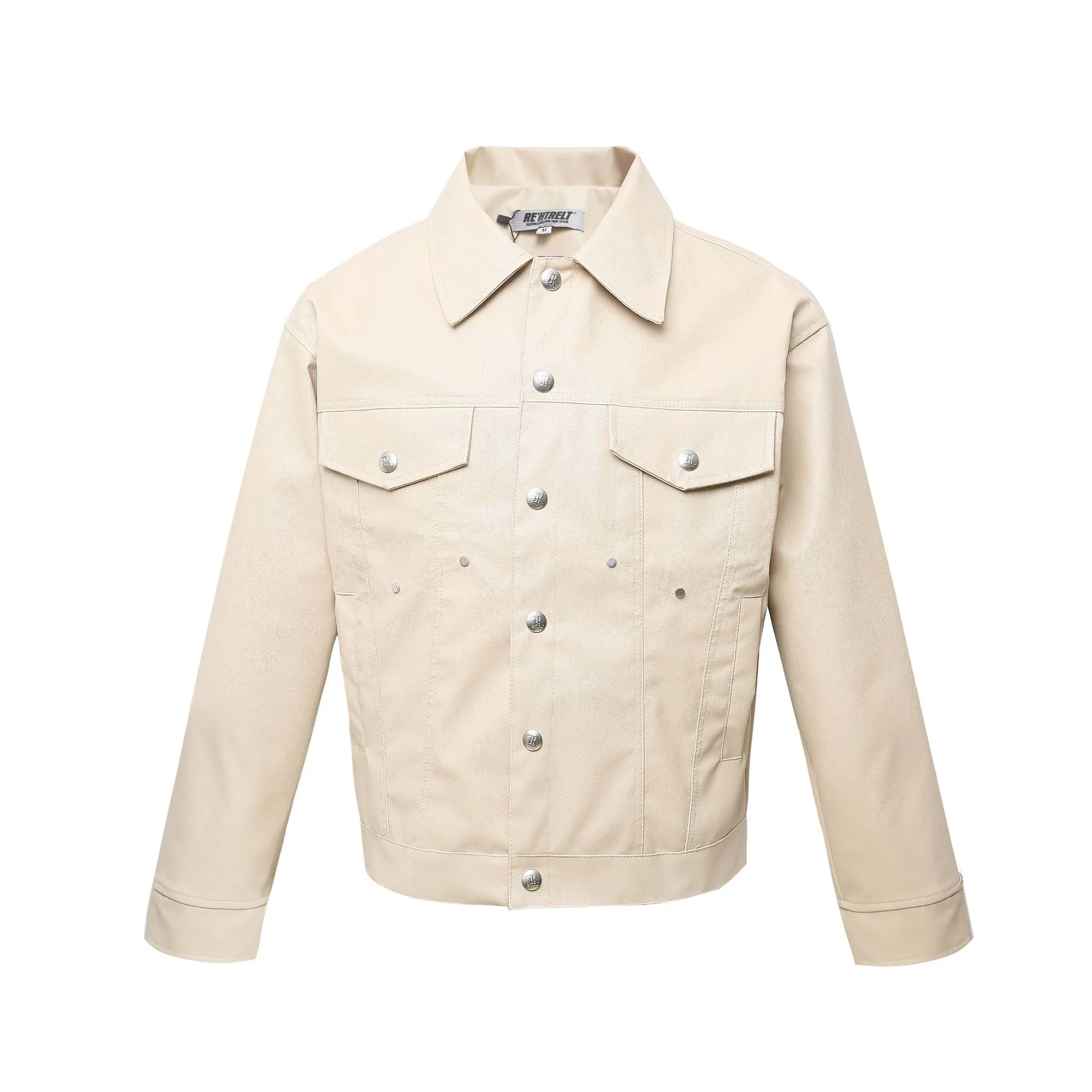 Jiayiku Fashion Brand  Spring American Retro Python Pattern Stitching Loose PU Leather Locomotive Jacket Coat Men display picture 6