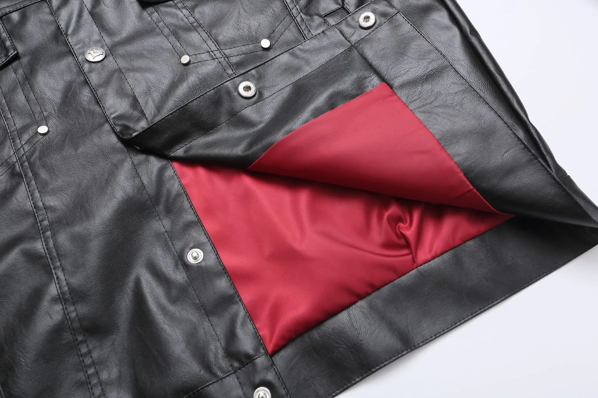 Jiayiku Fashion Brand  Spring American Retro Python Pattern Stitching Loose PU Leather Locomotive Jacket Coat Men display picture 13