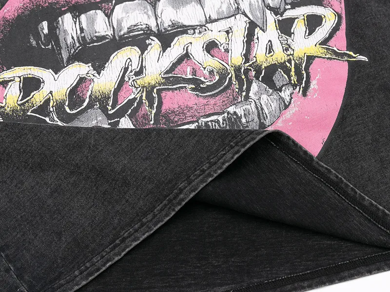 Jiayiku Men's  Summer American Street Hip Hop Fashion Brand Diablo Kuso T-shirt Washed T-shirt Short Sleeve display picture 6