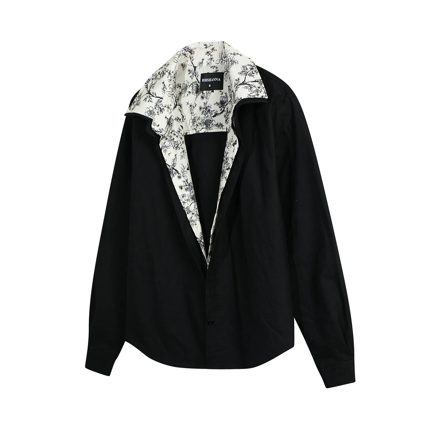 Jiayiku Men's  Spring New Fake Two-piece Small Floral Stitching Niche Long-sleeved Shirt Ins Fashionable And Handsome display picture 5