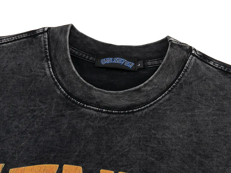 Jiayiku Men's  Summer American Retro Fashion Brand Holiday Culture Shirt Cartoon Printed Washed T-Shirt Short Sleeve display picture 8