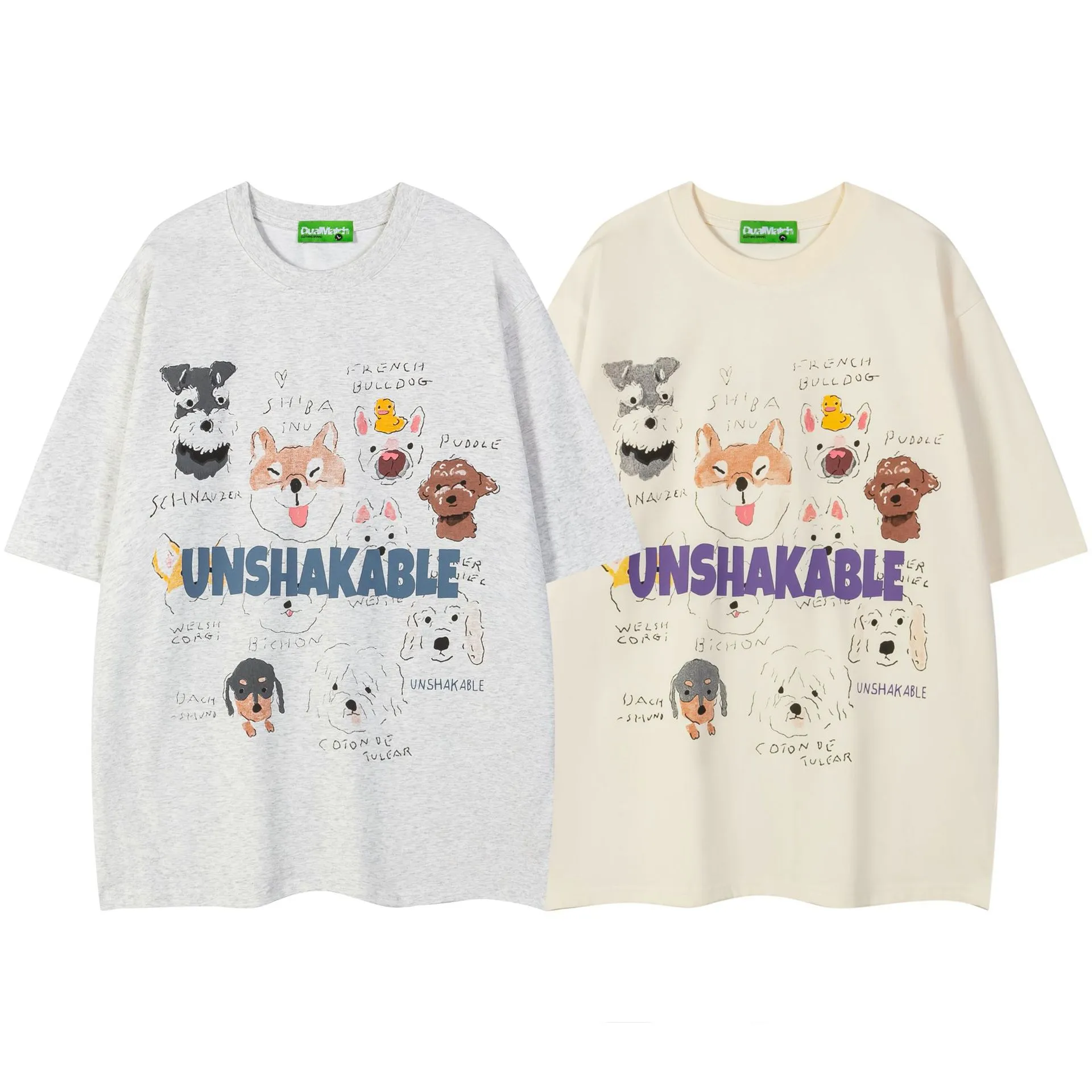 Jiayiku Fashion Brand  Summer New American Style Retro Fun Cartoon Printed Couples Short-sleeved T-shirt Loose Men display picture 2