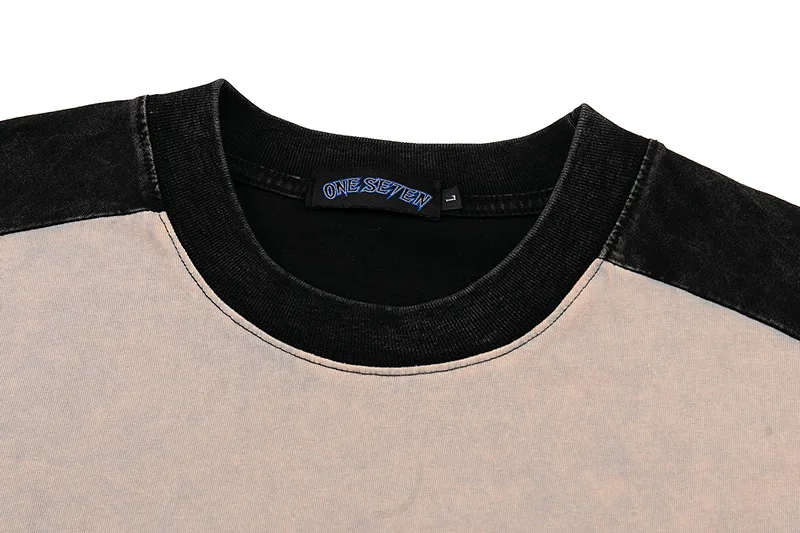 Jiayi Library Men's  Summer American Motorcycle Style Color-block Sweatshirt Year Of The Snake Theme Washed Short-sleeved T-shirt Men display picture 6