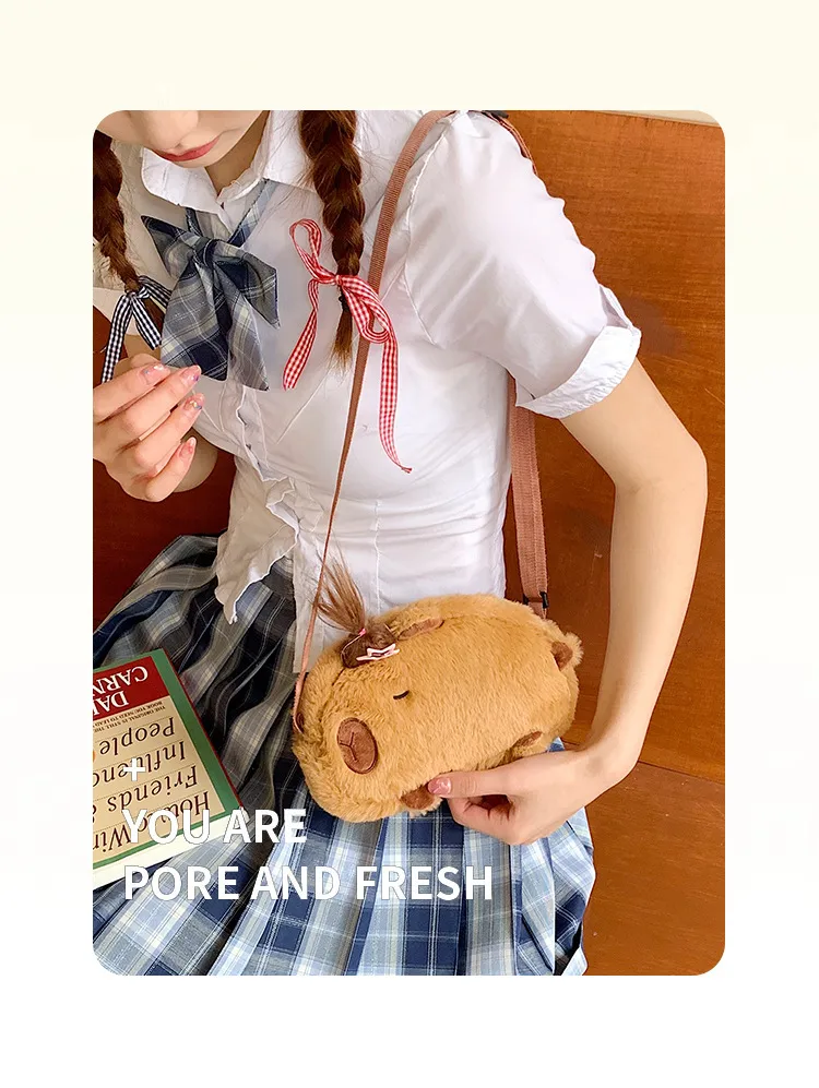 New Plush Shoulder Bag Little Capybara Cute Bag Large Capacity Fashion Versatile  Wholesale display picture 2