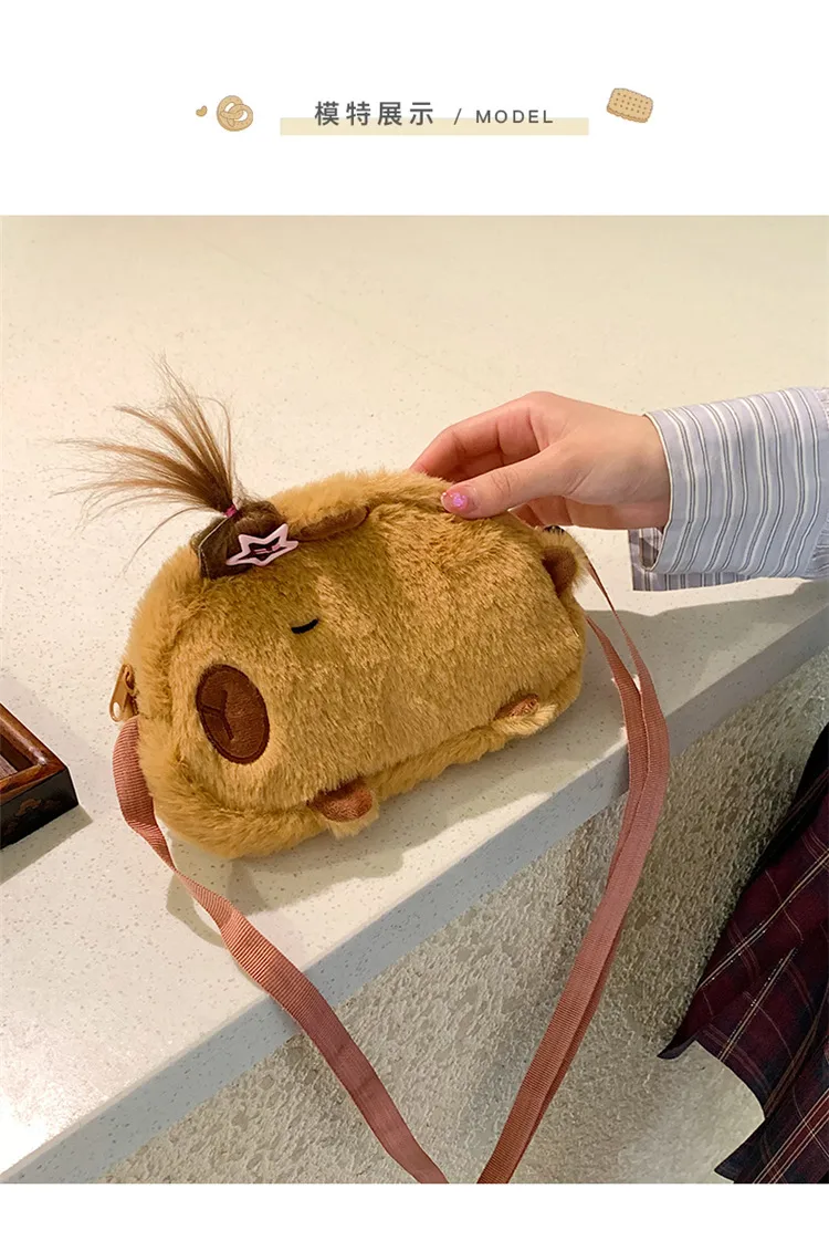 New Plush Shoulder Bag Little Capybara Cute Bag Large Capacity Fashion Versatile  Wholesale display picture 3