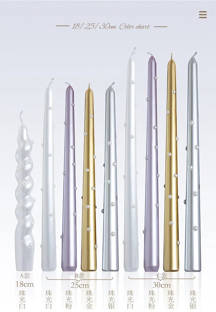 30CM Pearl Long Rod Wax Hotel Aromatherapy Candle Atmosphere Desktop Ornaments European Romantic Smokeless Pearl Candle display picture 5