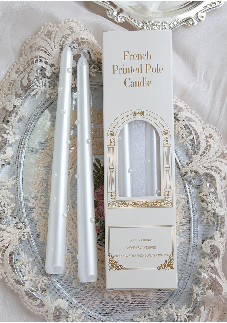 30CM Pearl Long Rod Wax Hotel Aromatherapy Candle Atmosphere Desktop Ornaments European Romantic Smokeless Pearl Candle display picture 8