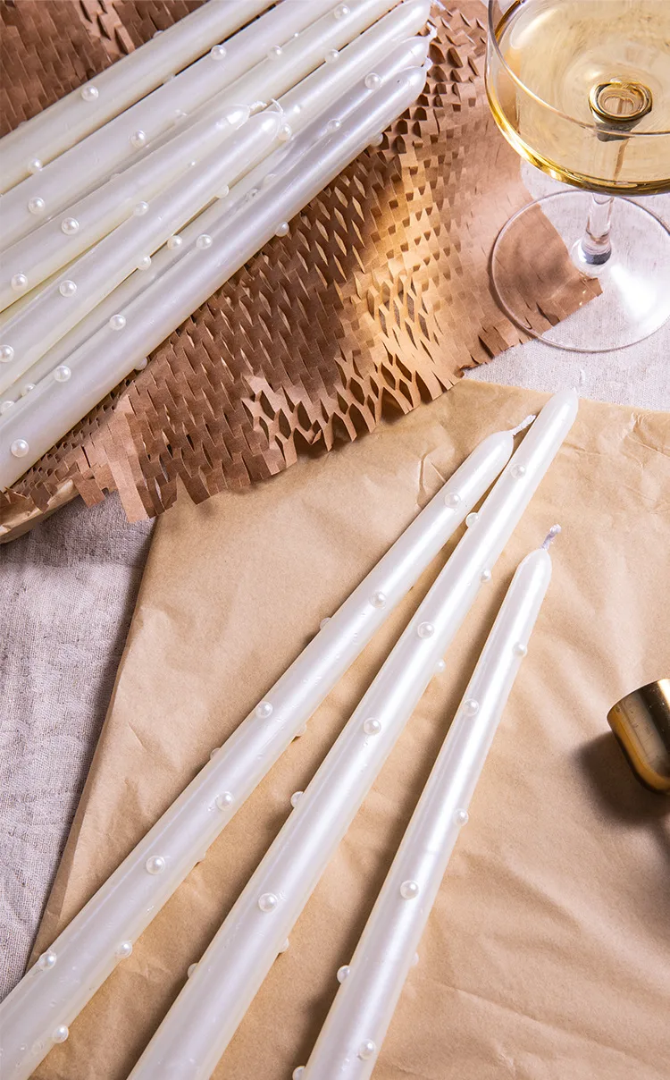 30CM Pearl Long Rod Wax Hotel Aromatherapy Candle Atmosphere Desktop Ornaments European Romantic Smokeless Pearl Candle display picture 11