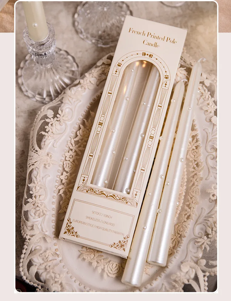30CM Pearl Long Rod Wax Hotel Aromatherapy Candle Atmosphere Desktop Ornaments European Romantic Smokeless Pearl Candle display picture 12