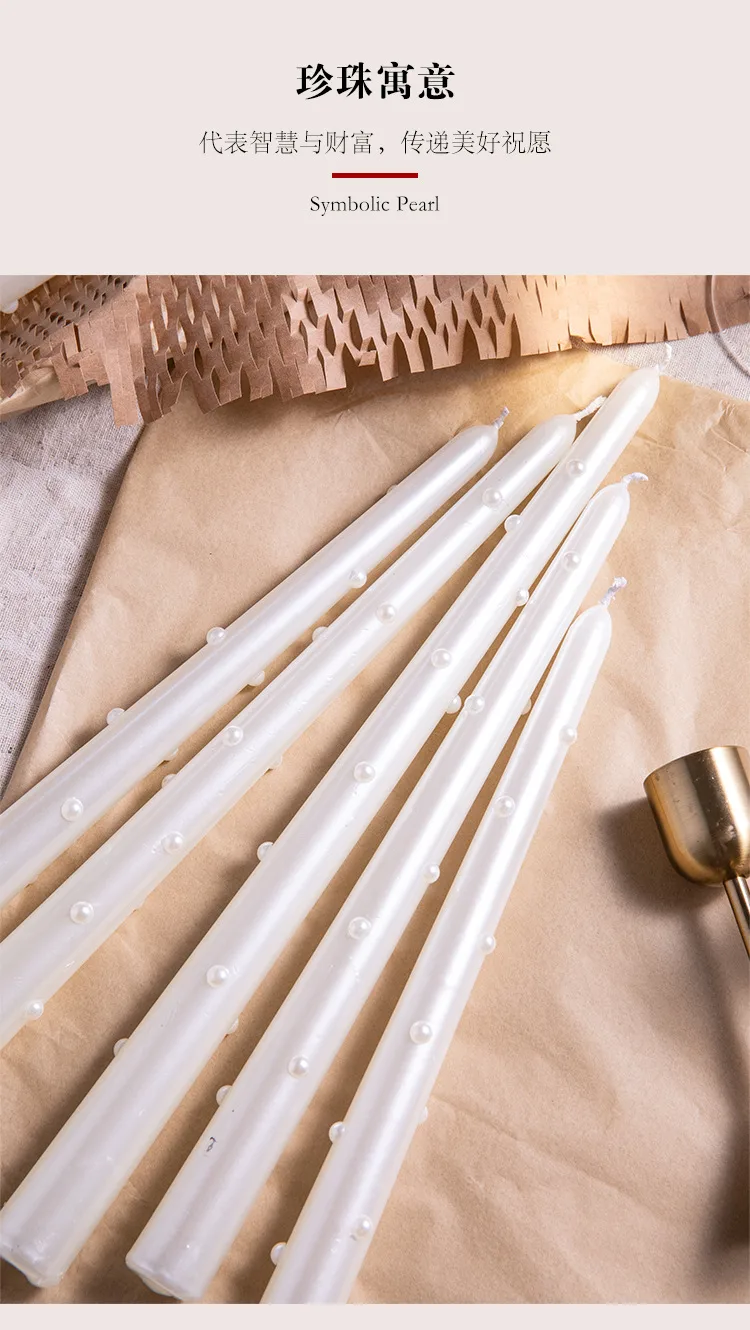 30CM Pearl Long Rod Wax Hotel Aromatherapy Candle Atmosphere Desktop Ornaments European Romantic Smokeless Pearl Candle display picture 13