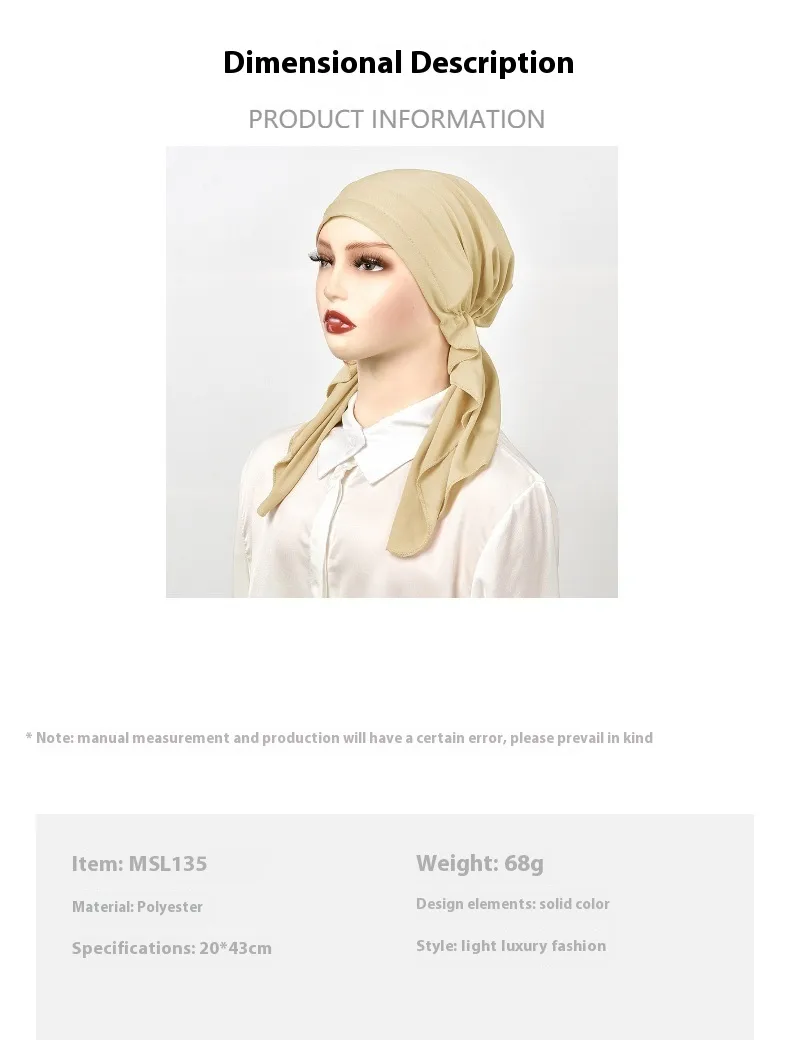 Malaysia Two Tails Tam-O'-Shanter Curved Tam-O'-Shanter Middle East Simple Stretch Sleeve Cap Women's Hat display picture 1