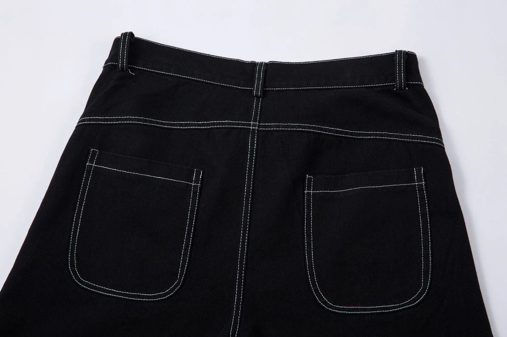 Spring  High Street RO Wind Structure Split Flame Embroidery Washed Primary Color Jeans Loose Wide Leg Pants display picture 25