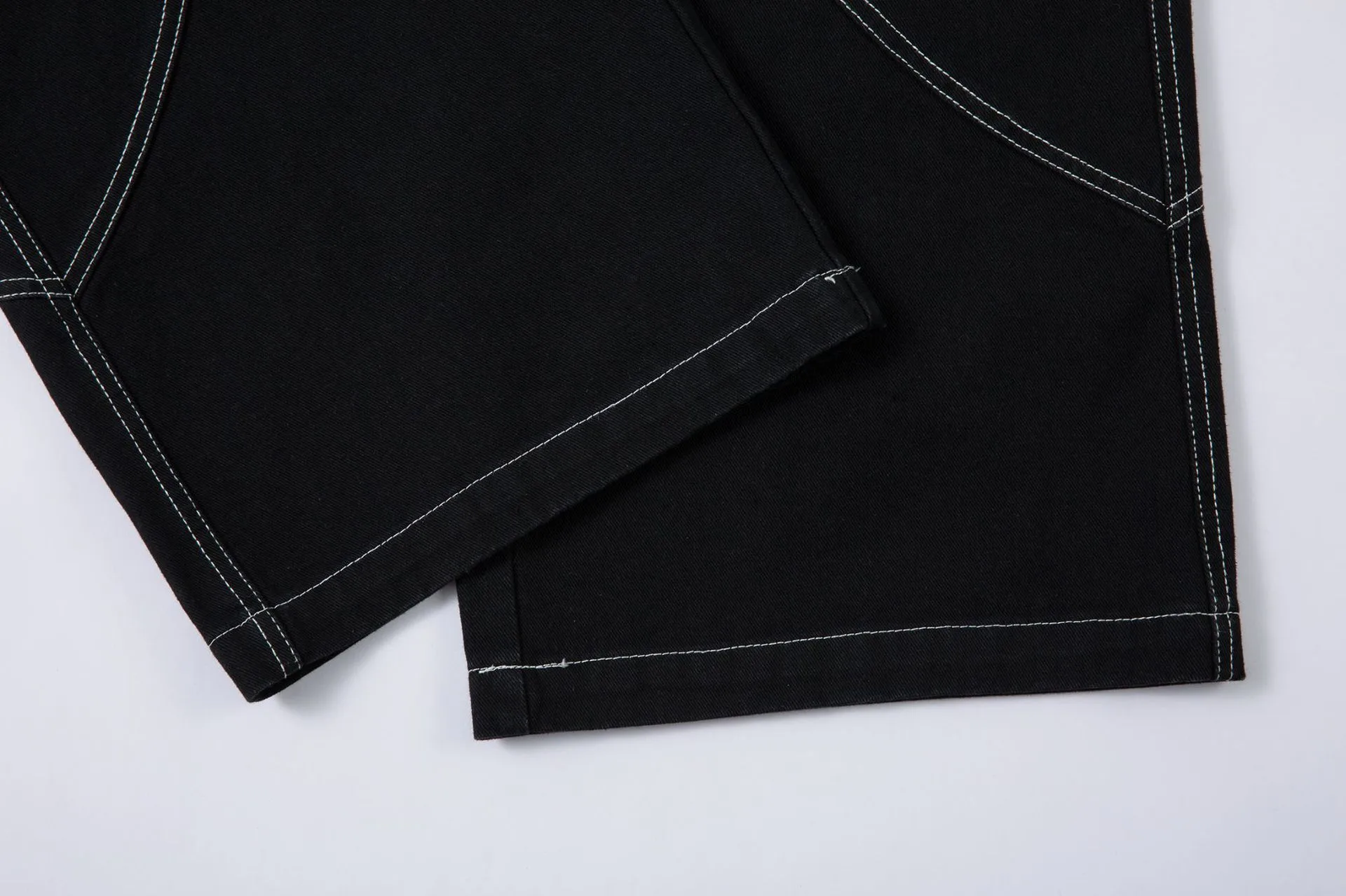 Spring  High Street RO Wind Structure Split Flame Embroidery Washed Primary Color Jeans Loose Wide Leg Pants display picture 26