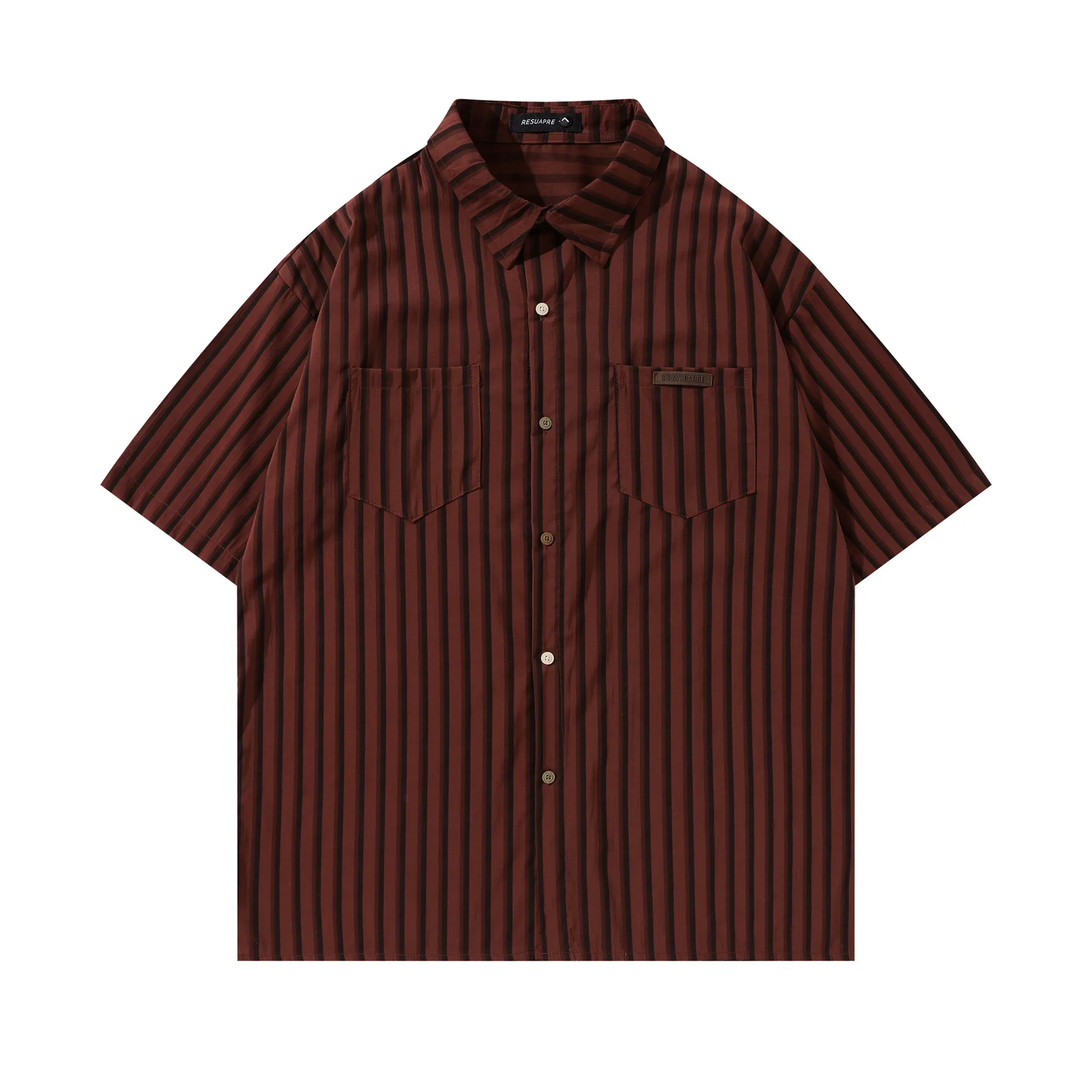 Jiayi Library Men's  Summer New American Retro Cleanfit Striped Shirt Antique Short-sleeved Shirt display picture 5