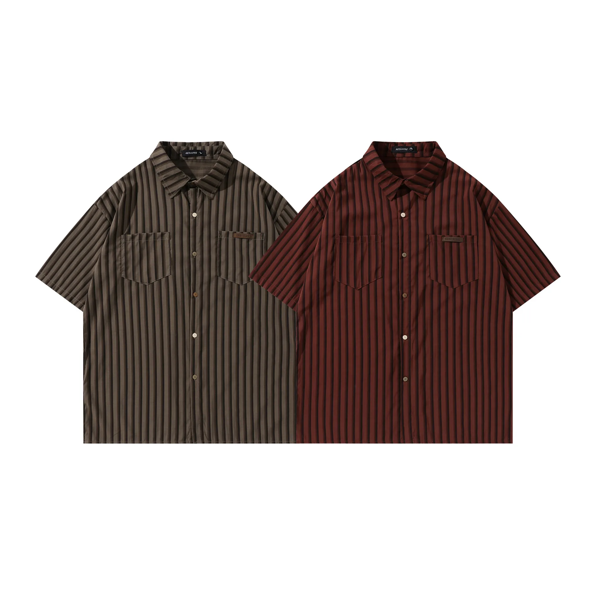 Jiayi Library Men's  Summer New American Retro Cleanfit Striped Shirt Antique Short-sleeved Shirt display picture 2
