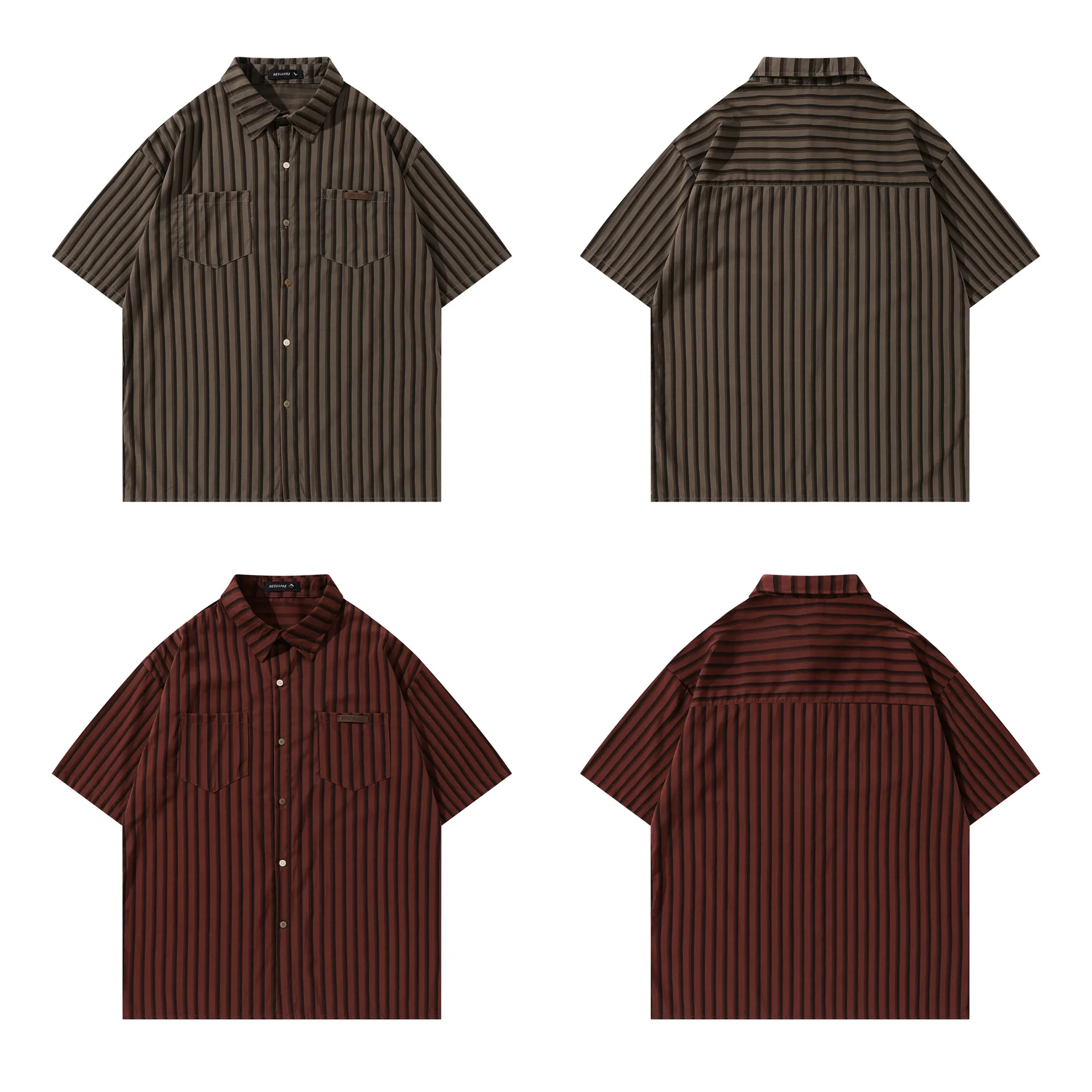 Jiayi Library Men's  Summer New American Retro Cleanfit Striped Shirt Antique Short-sleeved Shirt display picture 7