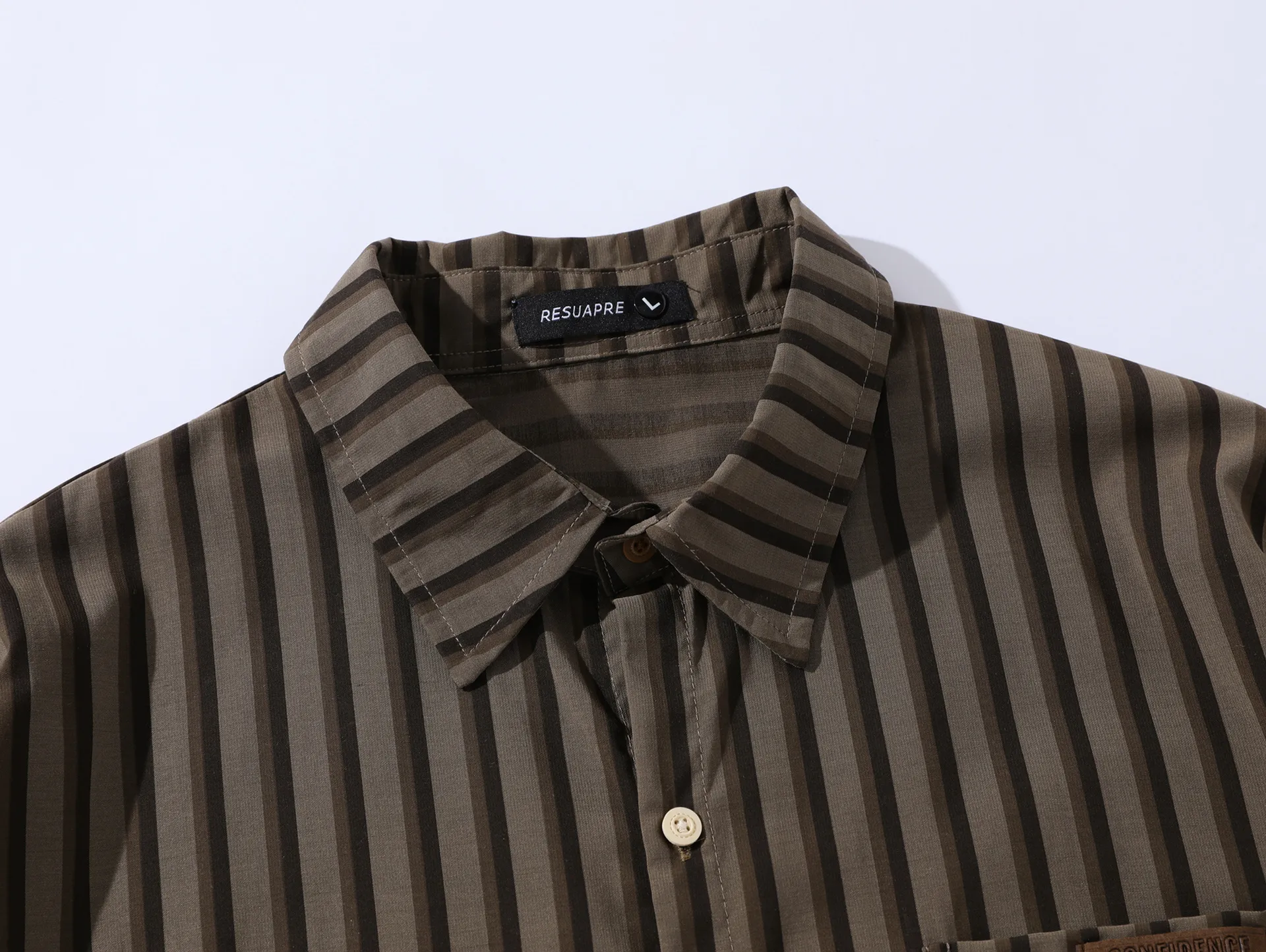 Jiayi Library Men's  Summer New American Retro Cleanfit Striped Shirt Antique Short-sleeved Shirt display picture 8