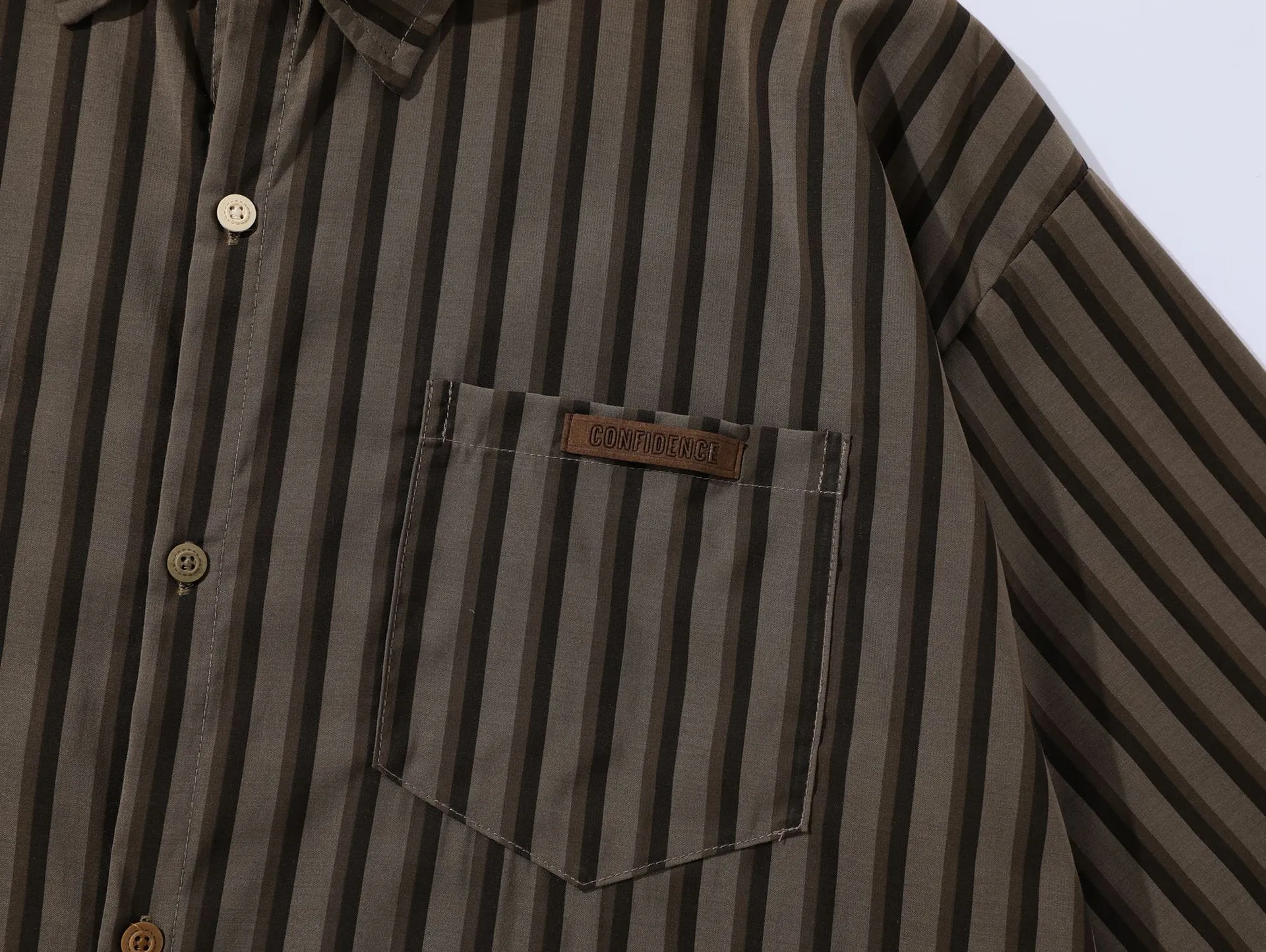 Jiayi Library Men's  Summer New American Retro Cleanfit Striped Shirt Antique Short-sleeved Shirt display picture 10