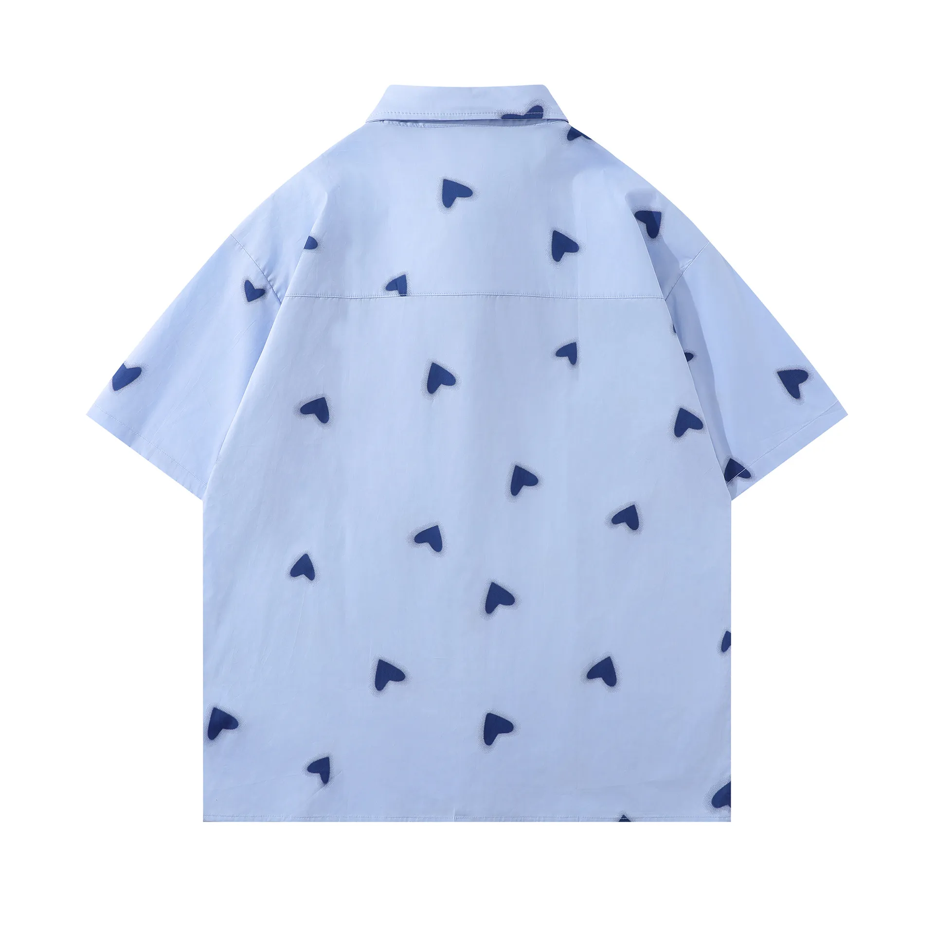 Jiayiku Men's  Summer New American Style Antique Fashion Brand Heart-shaped Printed Casual Shirt Short-sleeved For Men And Women display picture 6