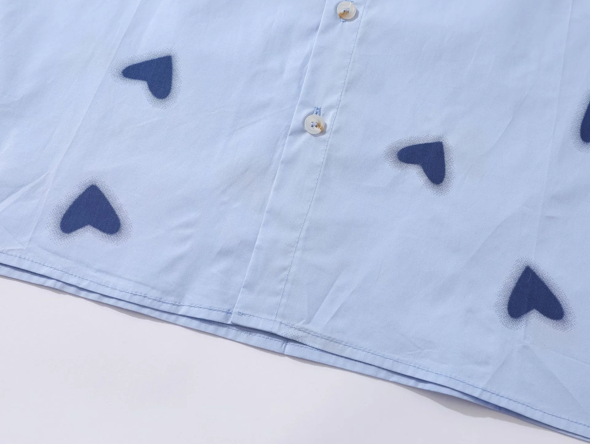 Jiayiku Men's  Summer New American Style Antique Fashion Brand Heart-shaped Printed Casual Shirt Short-sleeved For Men And Women display picture 13