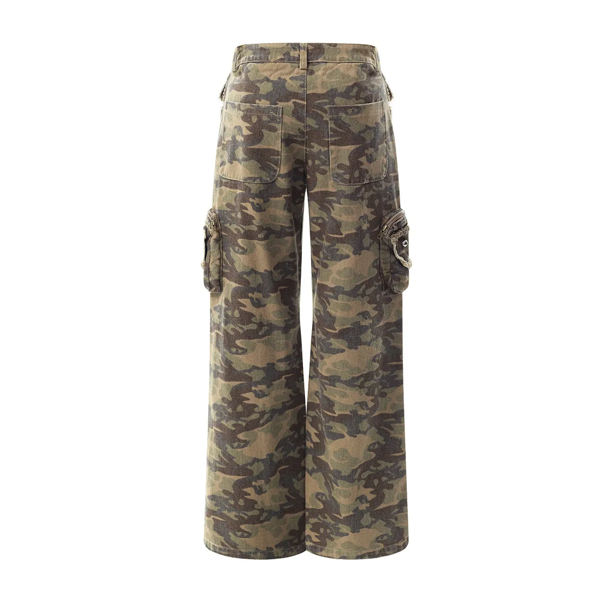 Spring  High Street Vibe Camouflage Fodgy Jeans Micro-washed Rough Edge Multi-pocket Casual Trousers display picture 5