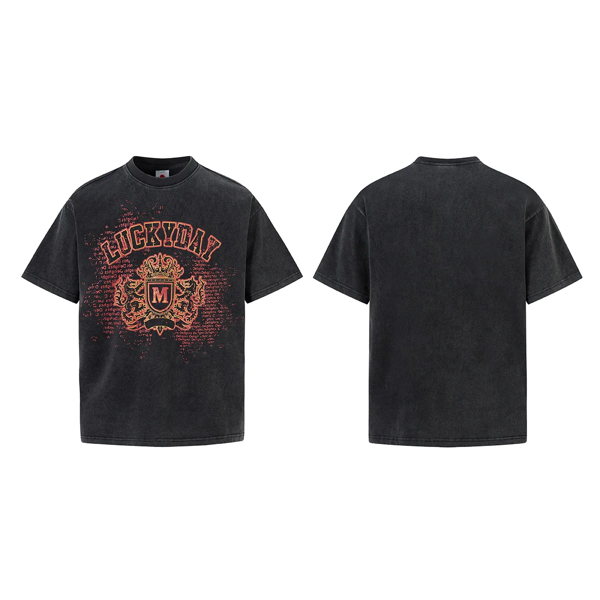 Jiayiku Men's  Summer New American Retro Fashion Brand Tee  Badge Washed Short-sleeved T-shirt For Men And Women display picture 2